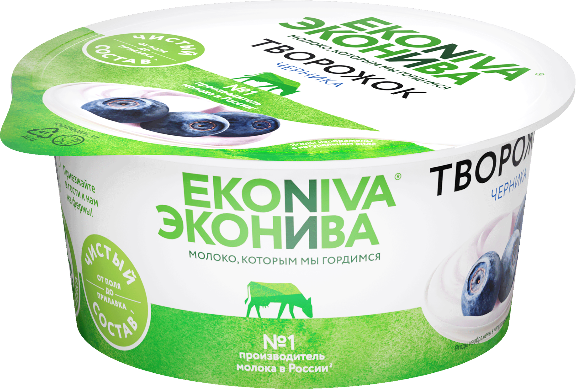 Изображение товара Продукт творожный ЭКОНИВА Черника 5%, без змж, 125г