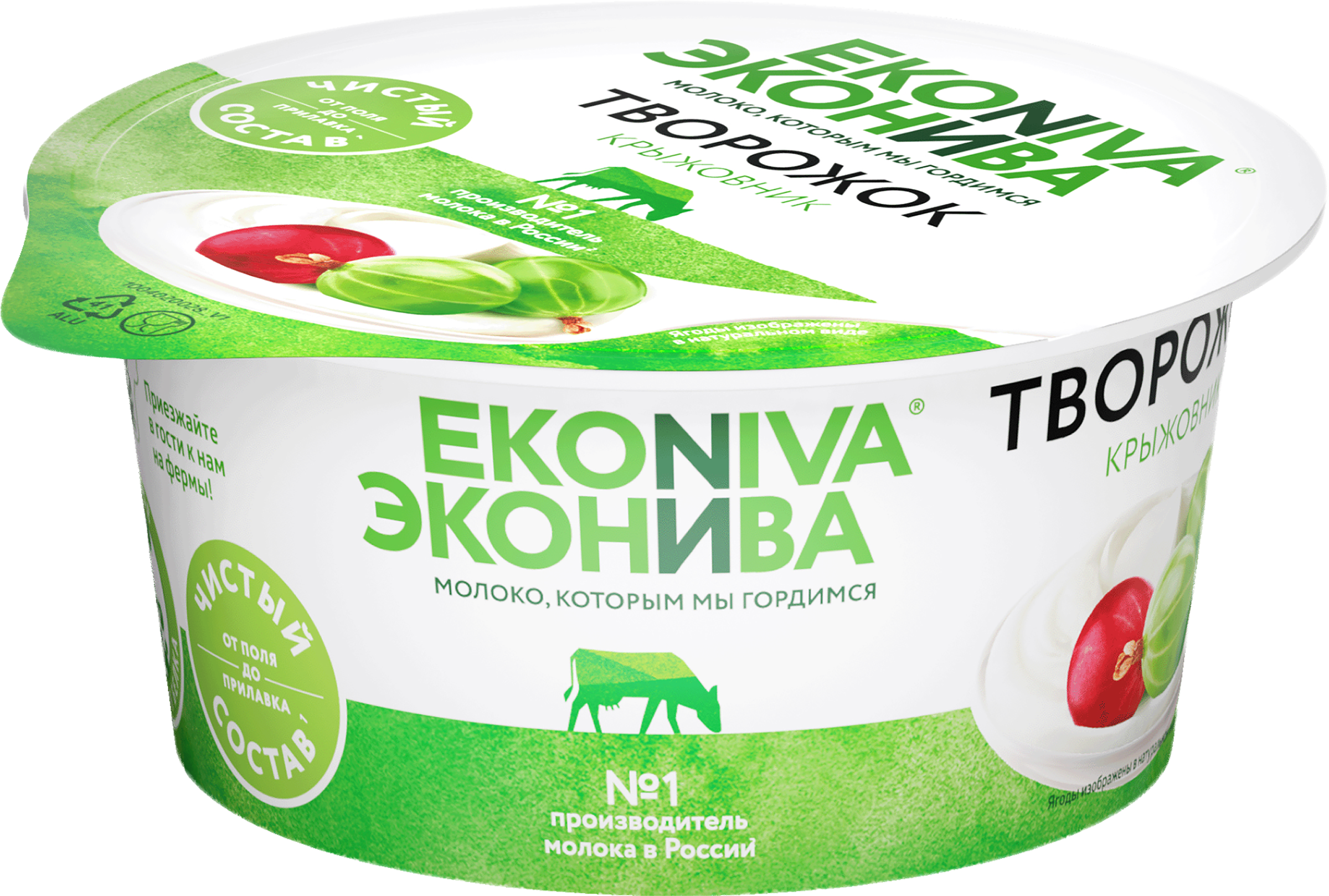 Изображение товара Творожок ЭКОНИВА с крыжовником 5% 125г натуральный и полезный продукт