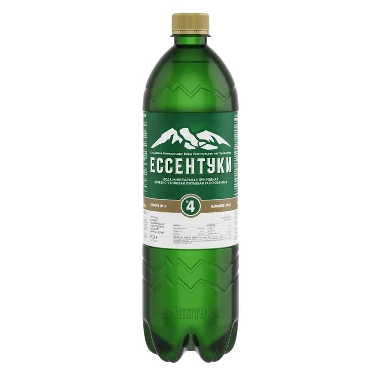 Изображение товара Вода минеральная ЕССЕНТУКИ №4 лечебно-столовая газированная ГОСТ, 1л
