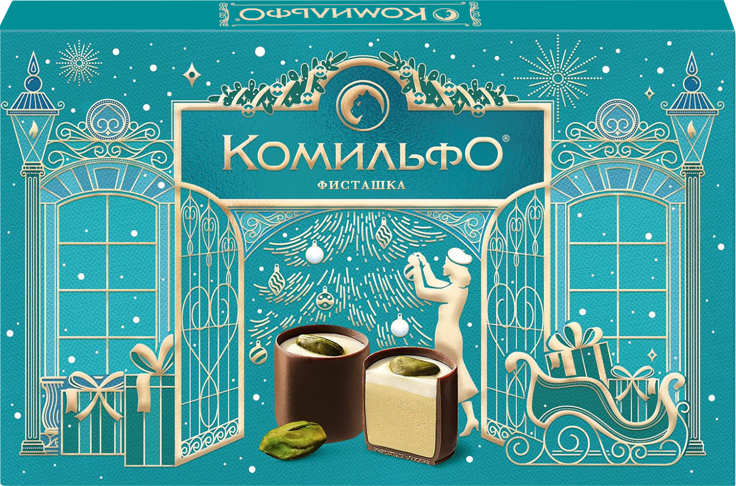 Изображение товара Конфеты КОМИЛЬФО Фисташка с двухслойной начинкой 116г Вкус шоколад