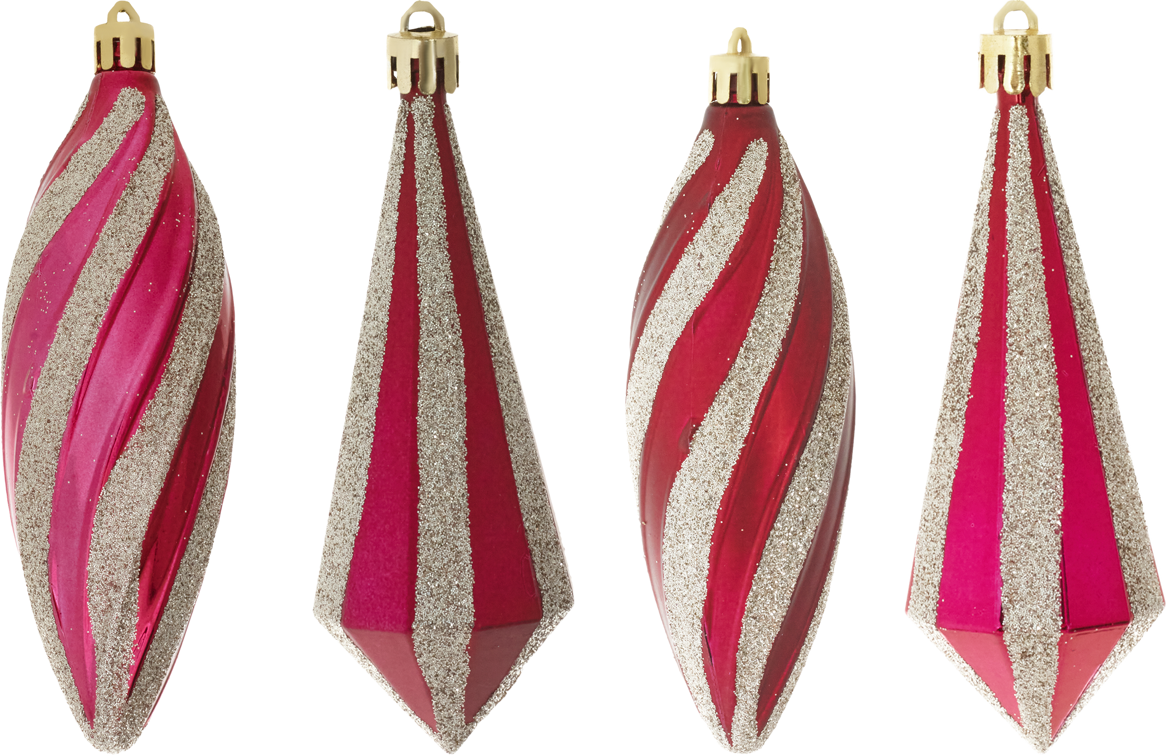 Изображение товара Фигурное елочное украшение с глиттером, розовый/золото, 4х13,5 см