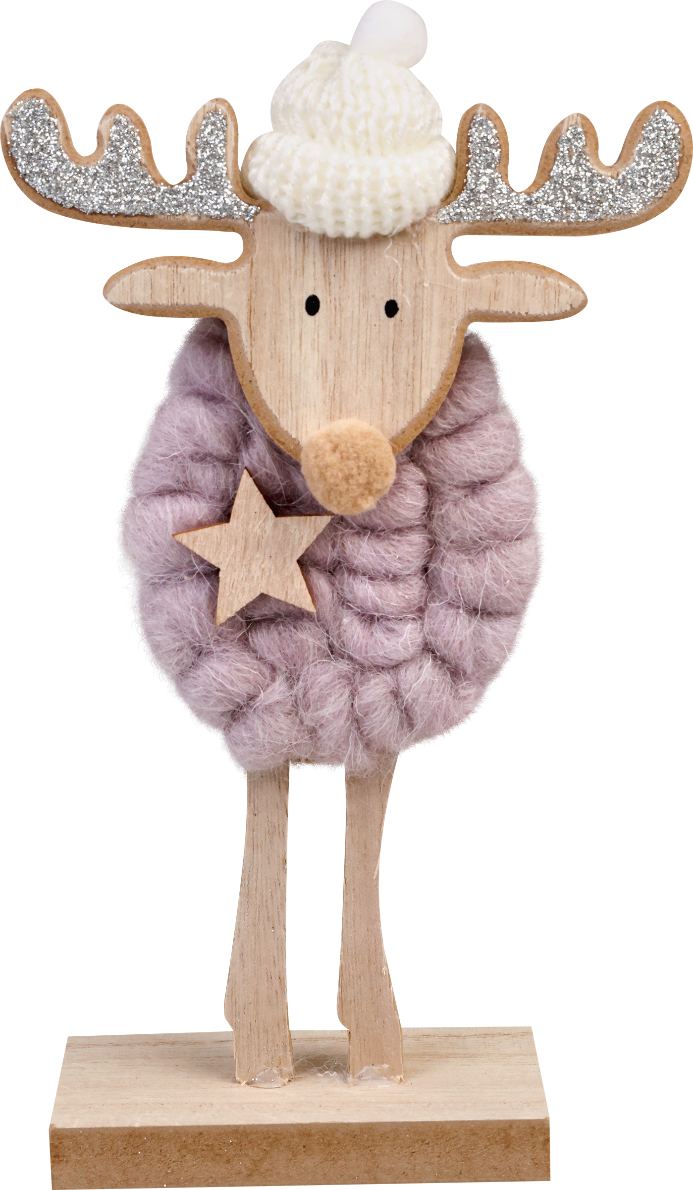 Изображение товара Новогодний сувенир HOMECLUB Олень в вязаной шапке 22,5см дерево украшение