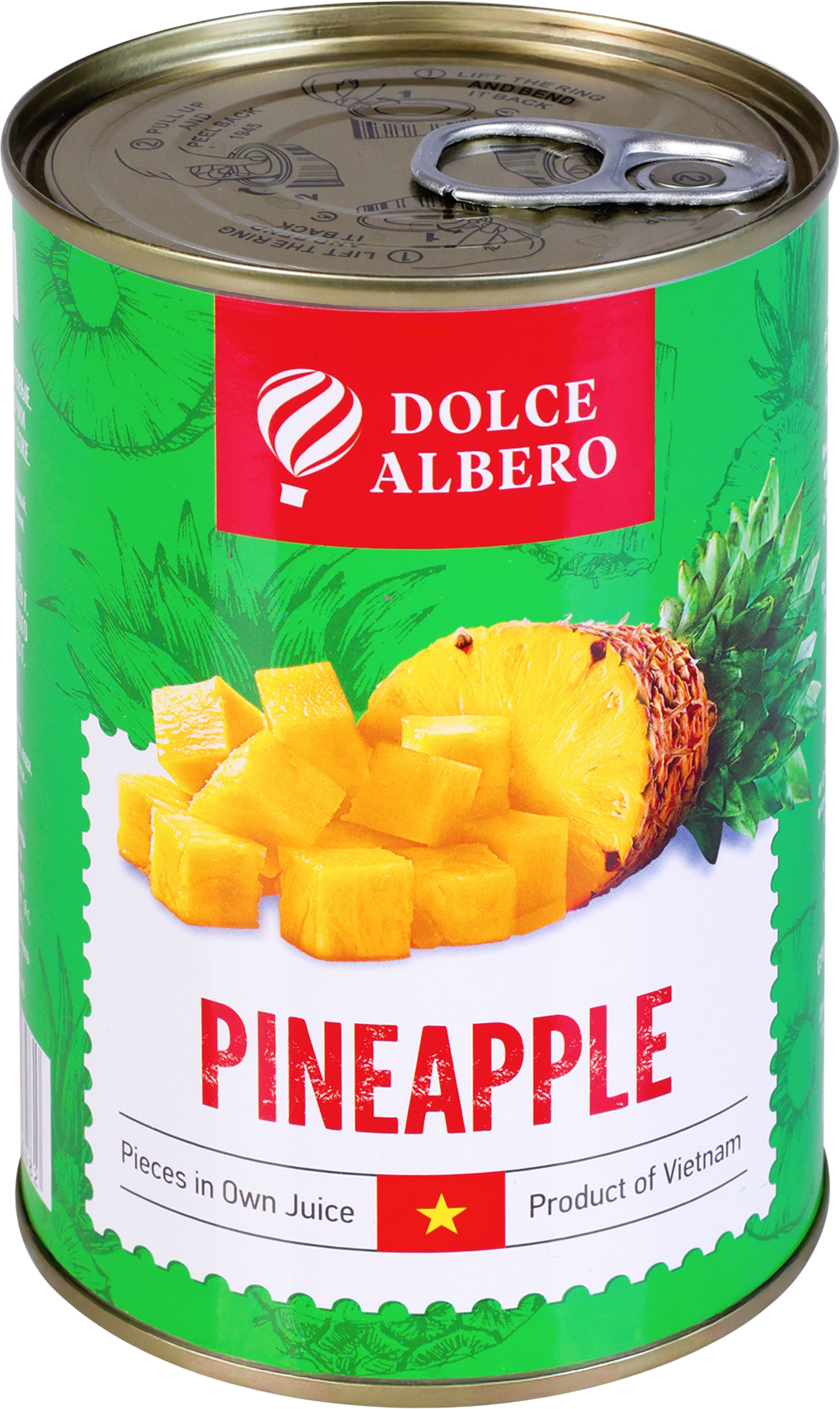 Изображение товара Ананасы DOLCE ALBERO кусочки в собственном соку 425мл