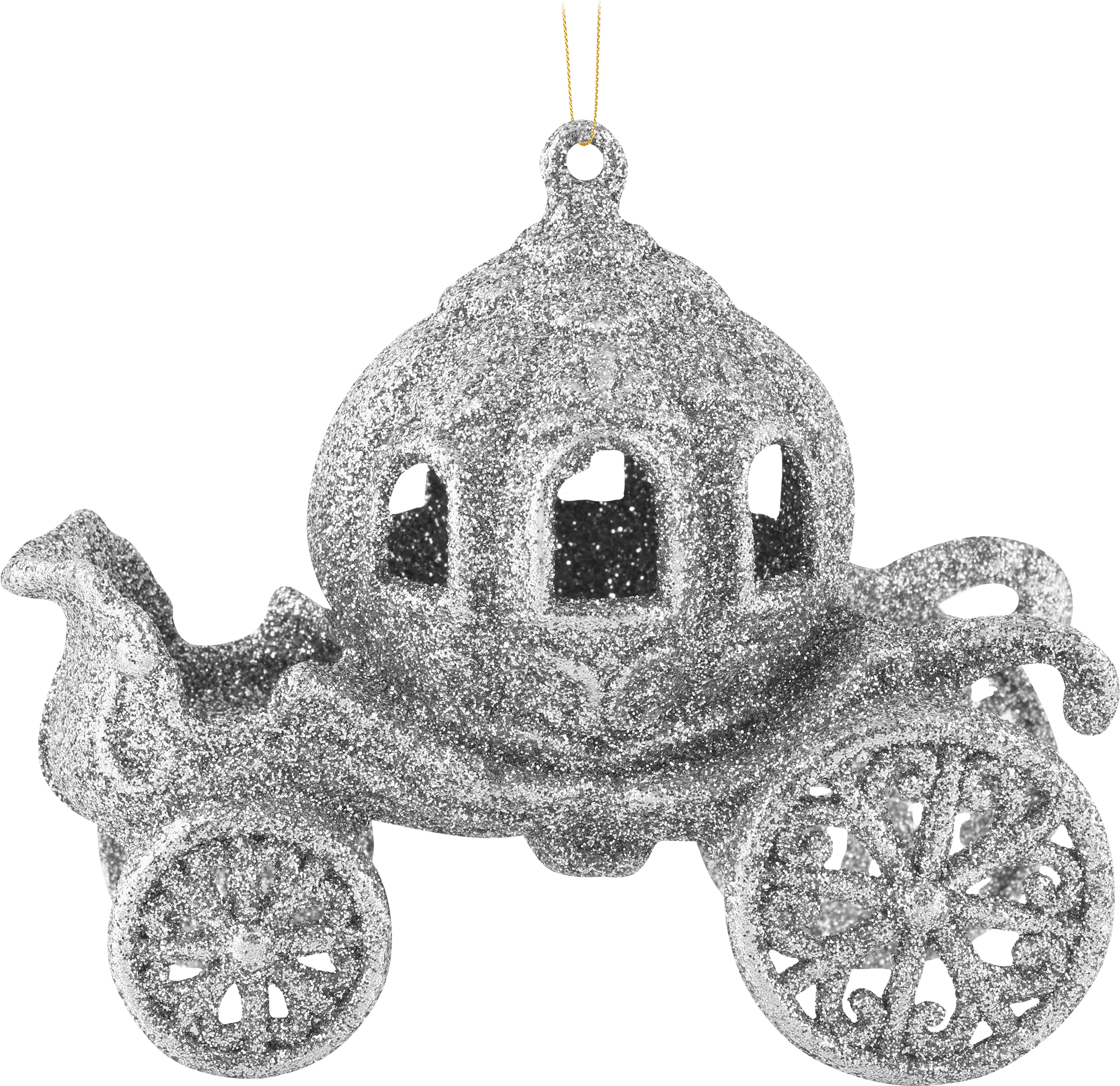 Изображение товара Украшение елочное HOMECLUB Карета 12см, с глиттером, золото/голубой Арт. KC18916