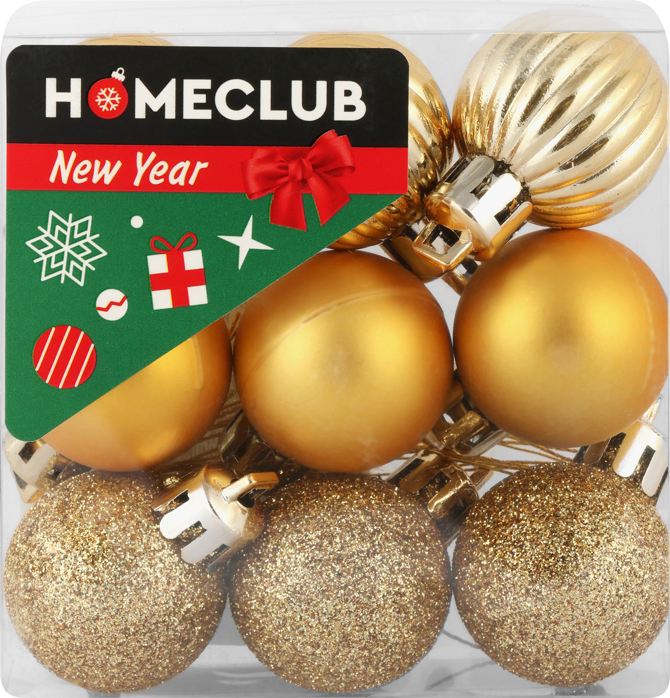 Изображение товара Набор елочных шаров HOMECLUB 3см красный серебро 9шт праздничные украшения