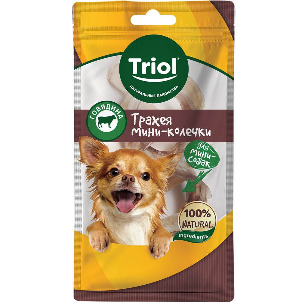 Изображение товара Лакомство для взрослых собак TRIOL Трахея говяжья, мини-колечки, 35г