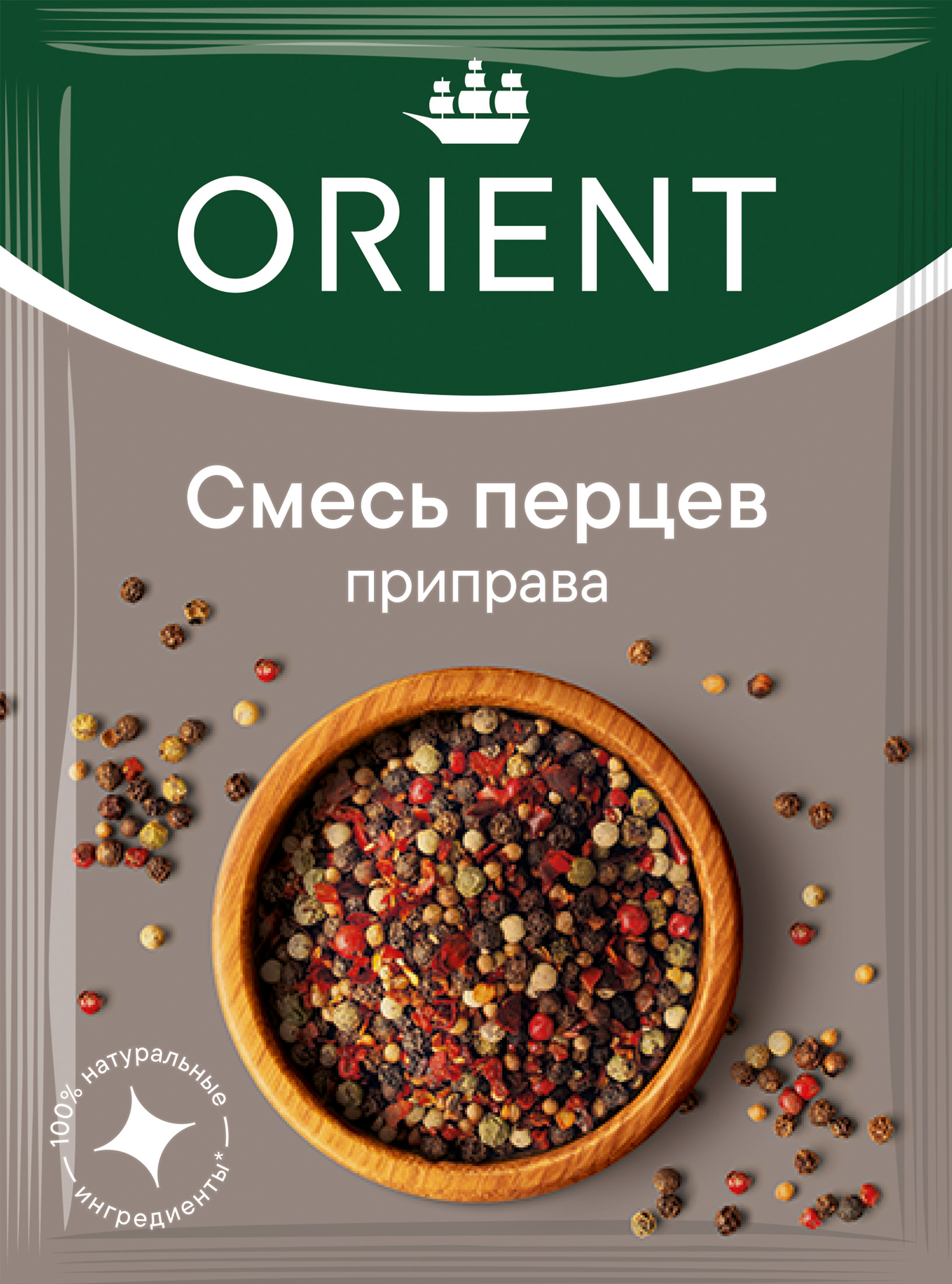 Изображение товара Приправа ORIENT Смесь перцев 10г для мясных и овощных блюд