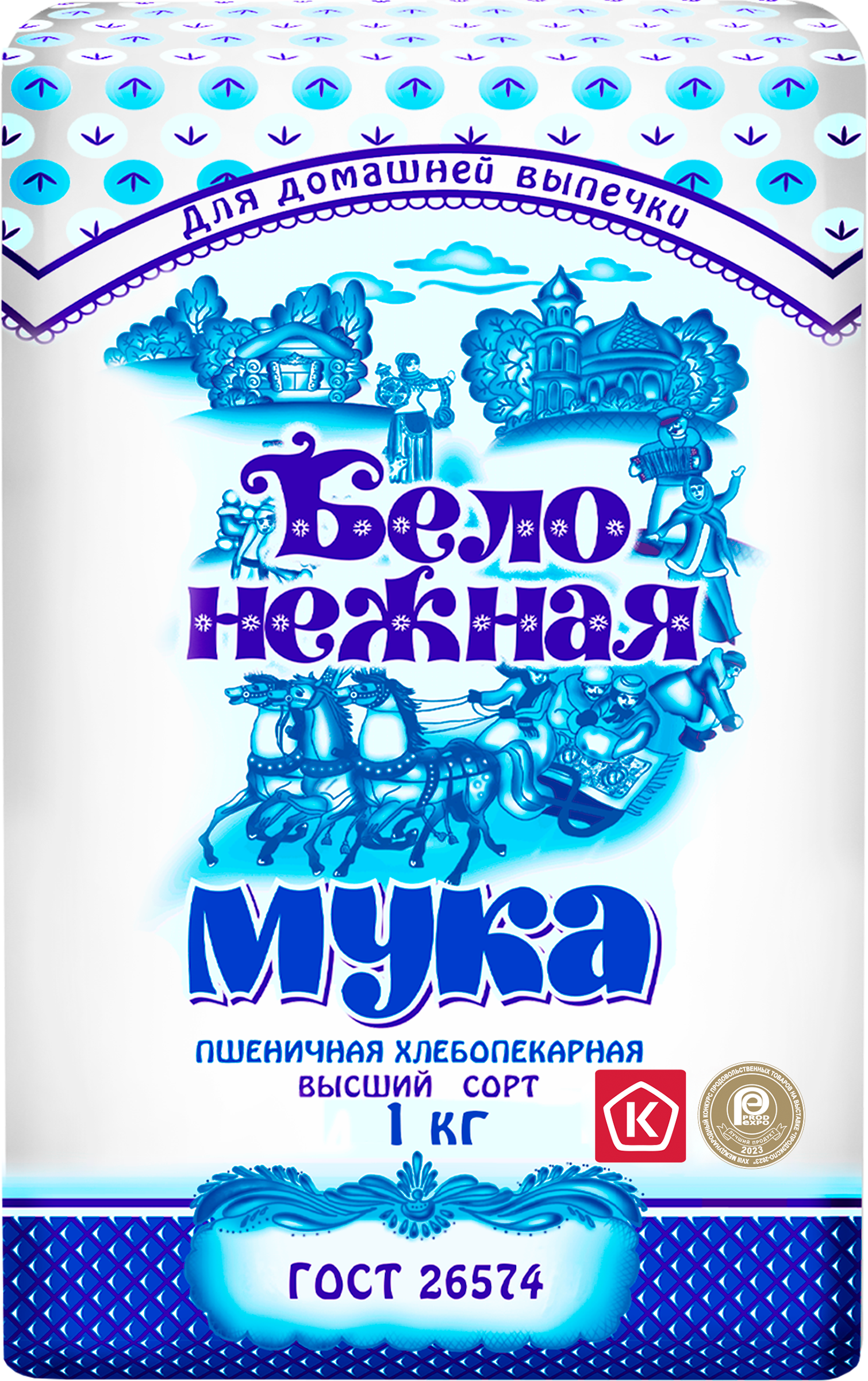 Изображение товара Мука пшеничная БЕЛО-НЕЖНАЯ высший сорт 1кг для выпечки и теста