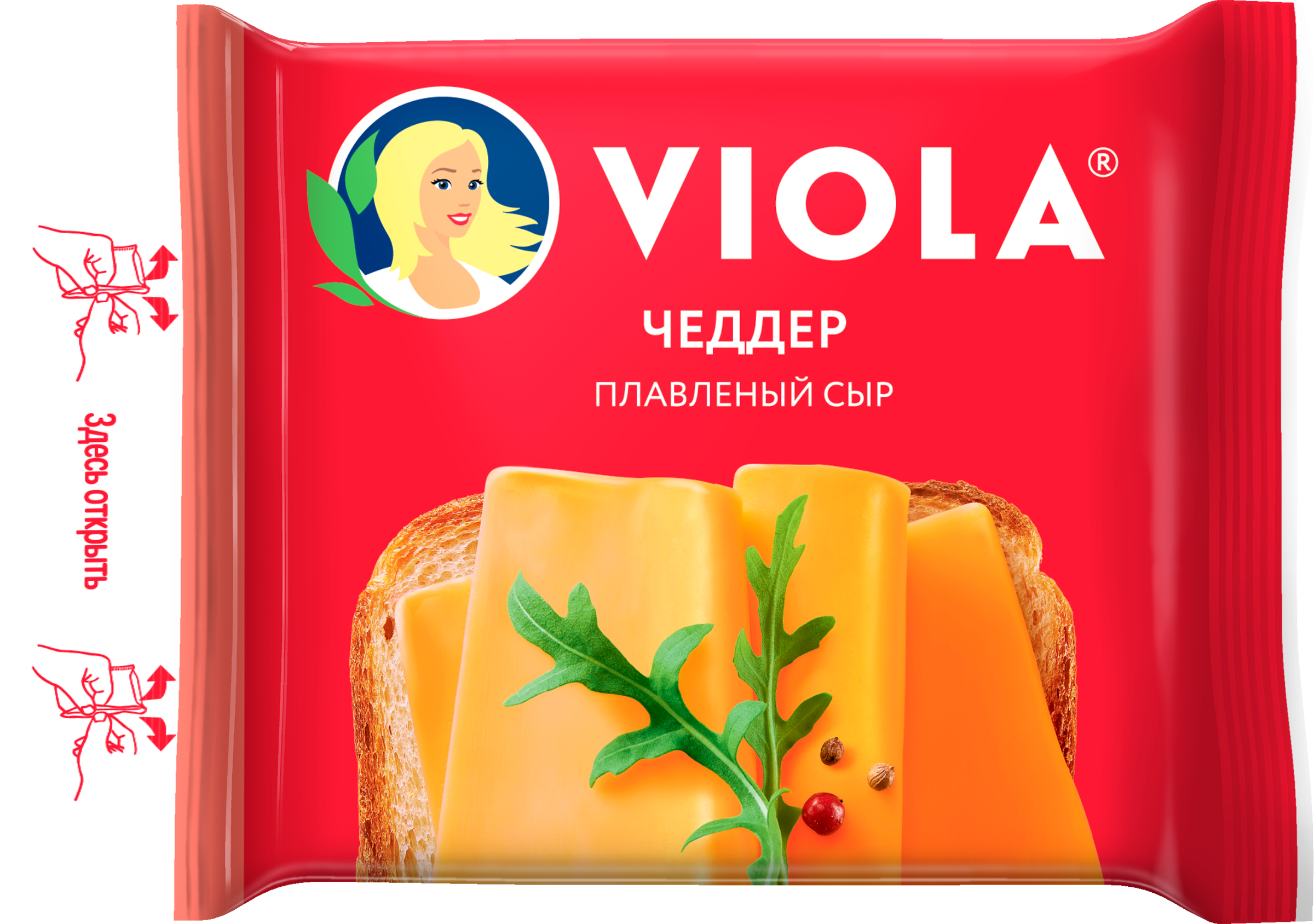 Изображение товара Сыр плавленый VIOLA Чеддер 45% ломтики 140г натуральный продукт