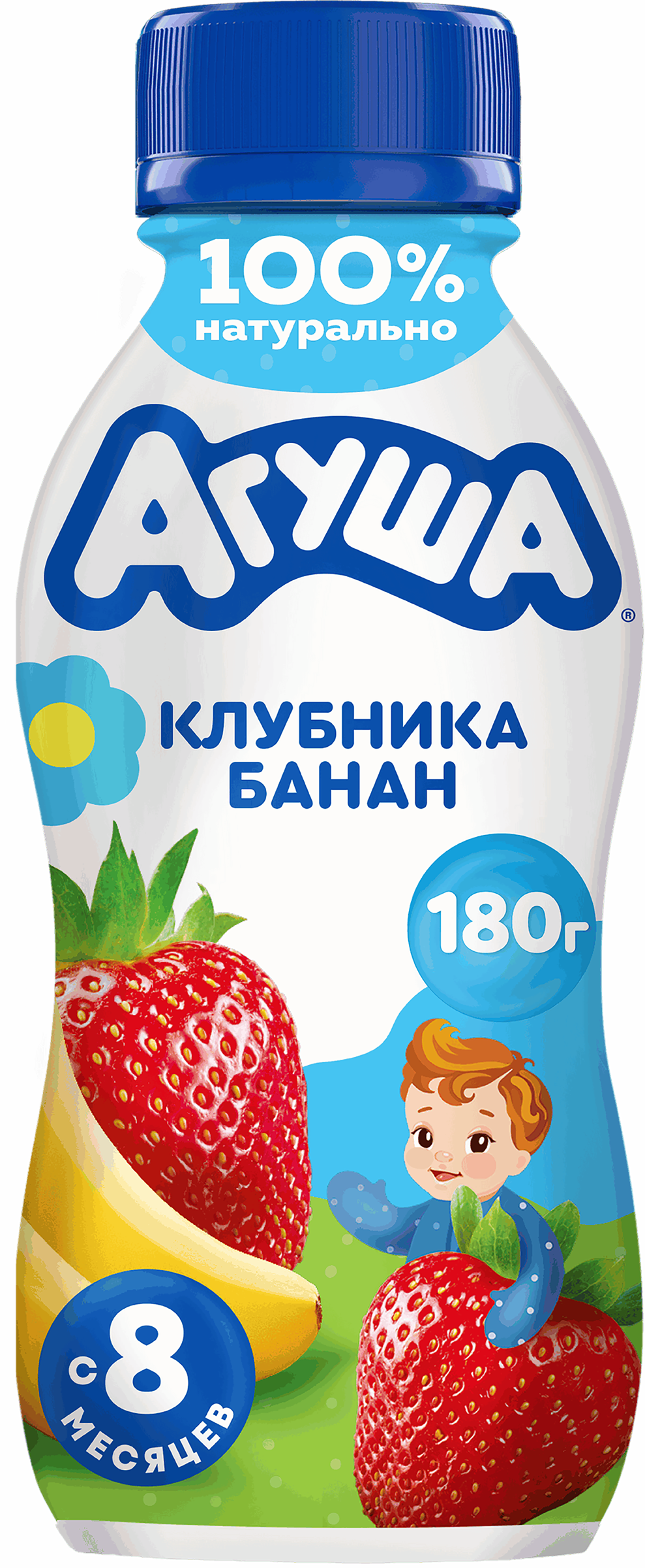 Изображение товара Йогурт питьевой детский АГУША Клубника, банан 2,7%, с 8 месяцев, без змж, 180г