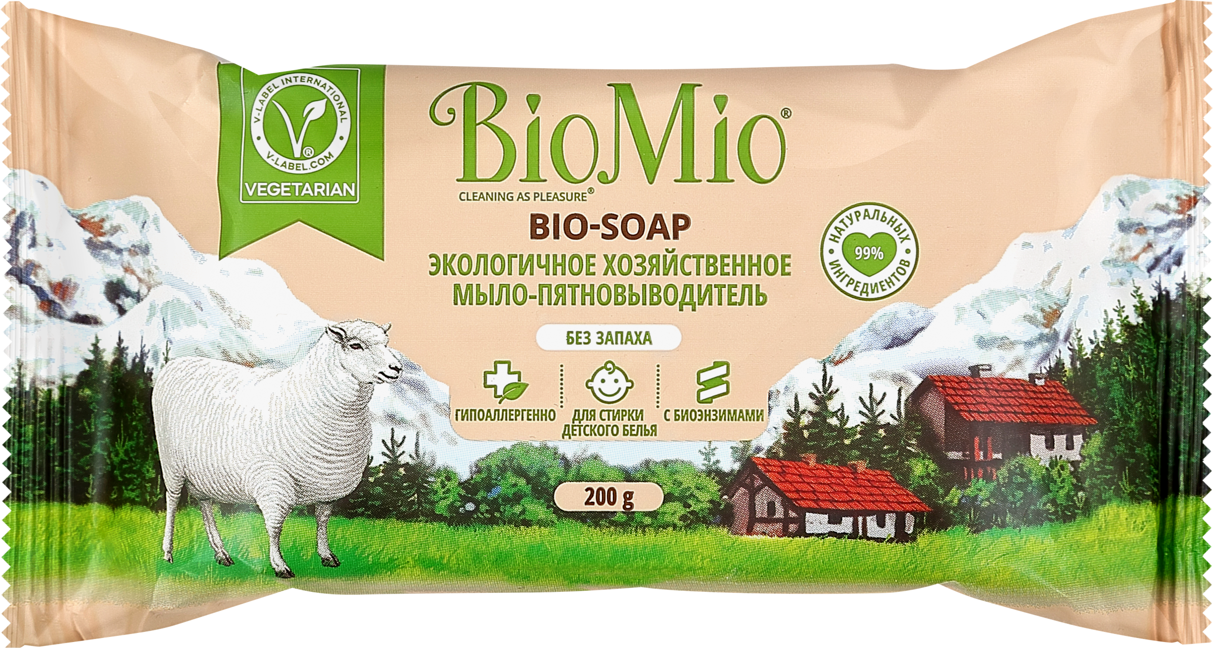 Изображение товара Хозяйственное мыло BIOMIO Bio-Soap экологичное без запаха, 200г