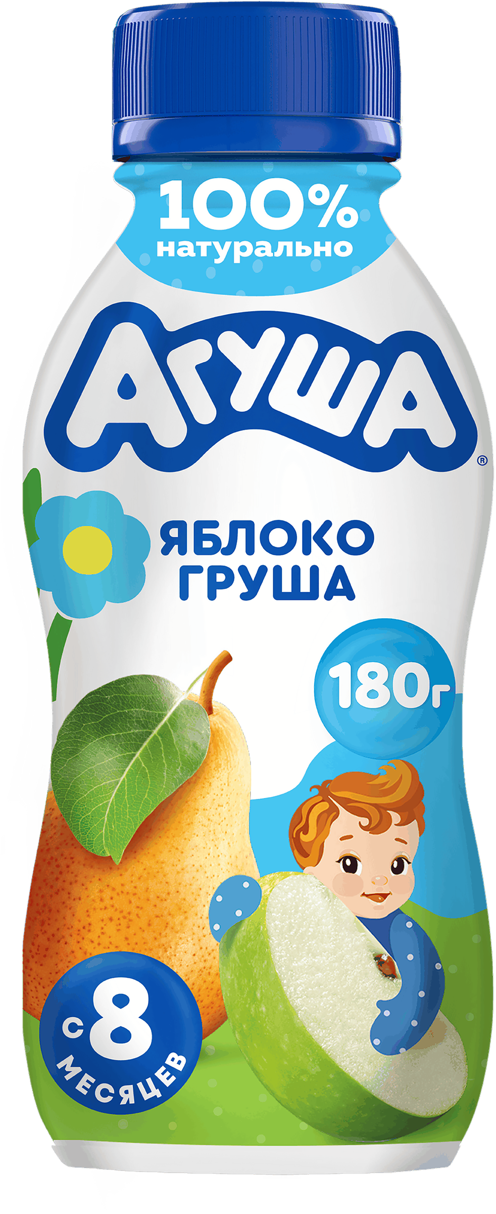 Изображение товара Йогурт питьевой детский АГУША Яблоко, груша 2,7%, с 8 месяцев, без змж, 180г