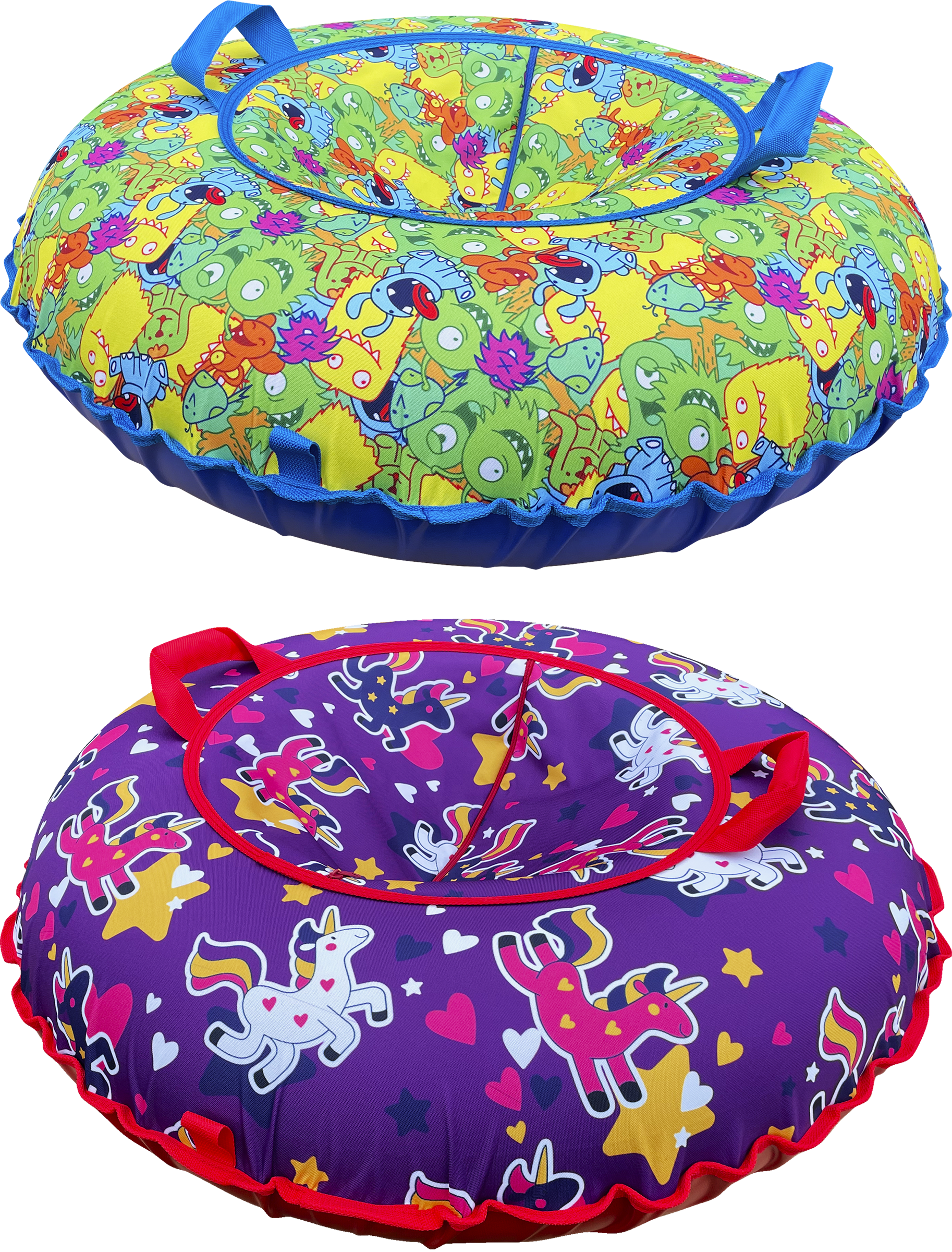 Изображение товара Надувные санки Ф78 Монстрики/Единороги диаметр 85см с комплектом