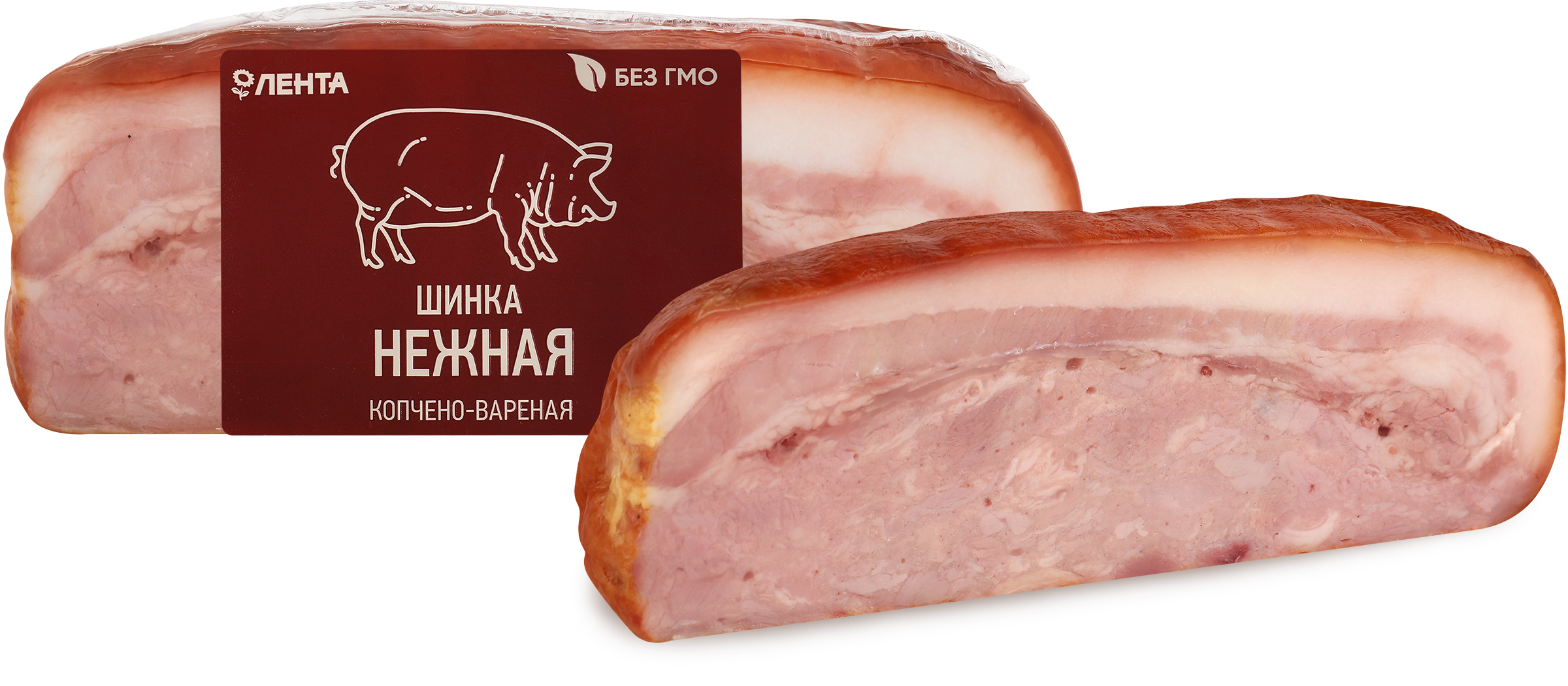 Изображение товара Шинка копчено-вареная ЛЕНТА 300г - мясной деликатес из свинины