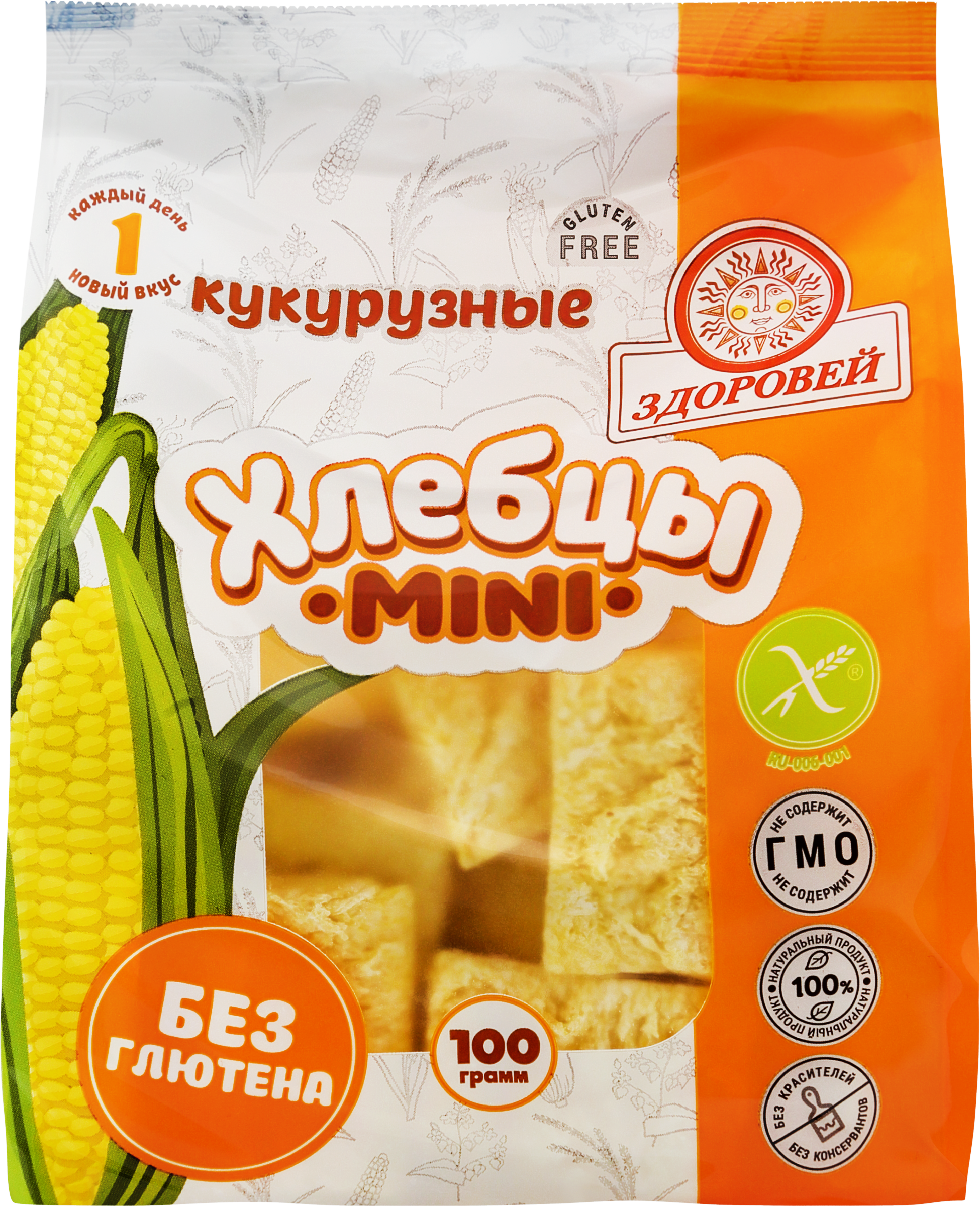 Изображение товара Кукурузные хлебцы ЗДОРОВЕЙ Хрустящие мини 100г для здорового питания