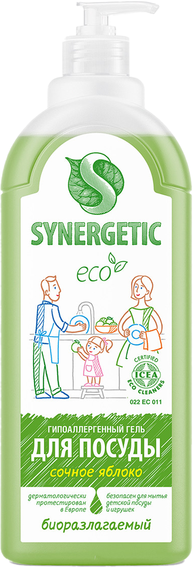 Изображение товара Средство для мытья посуды и игрушек SYNERGETIC биоразлагаемое 1л аромат яблока