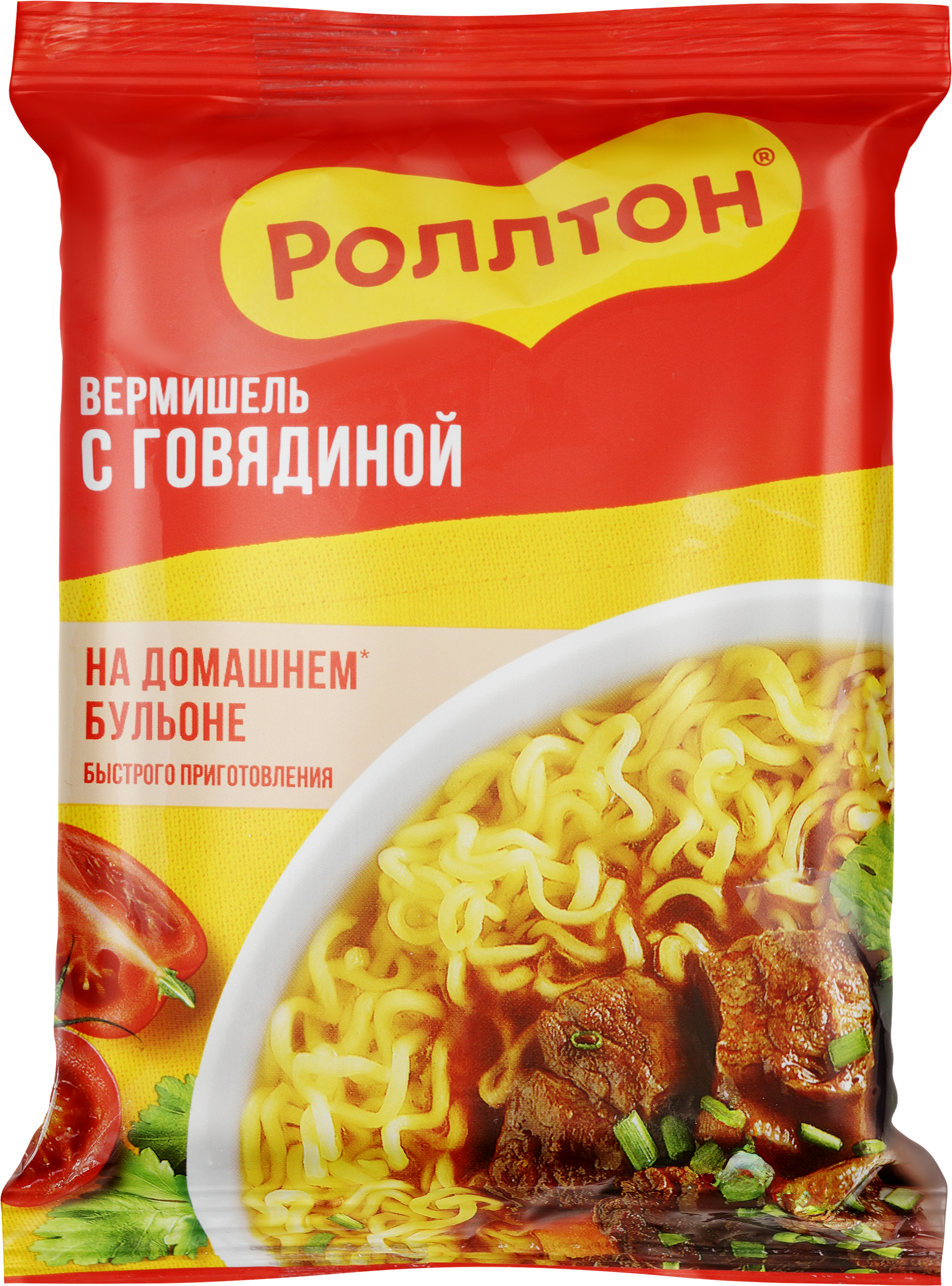 Изображение товара Вермишель РОЛЛТОН На домашнем бульоне с говядиной, 60г