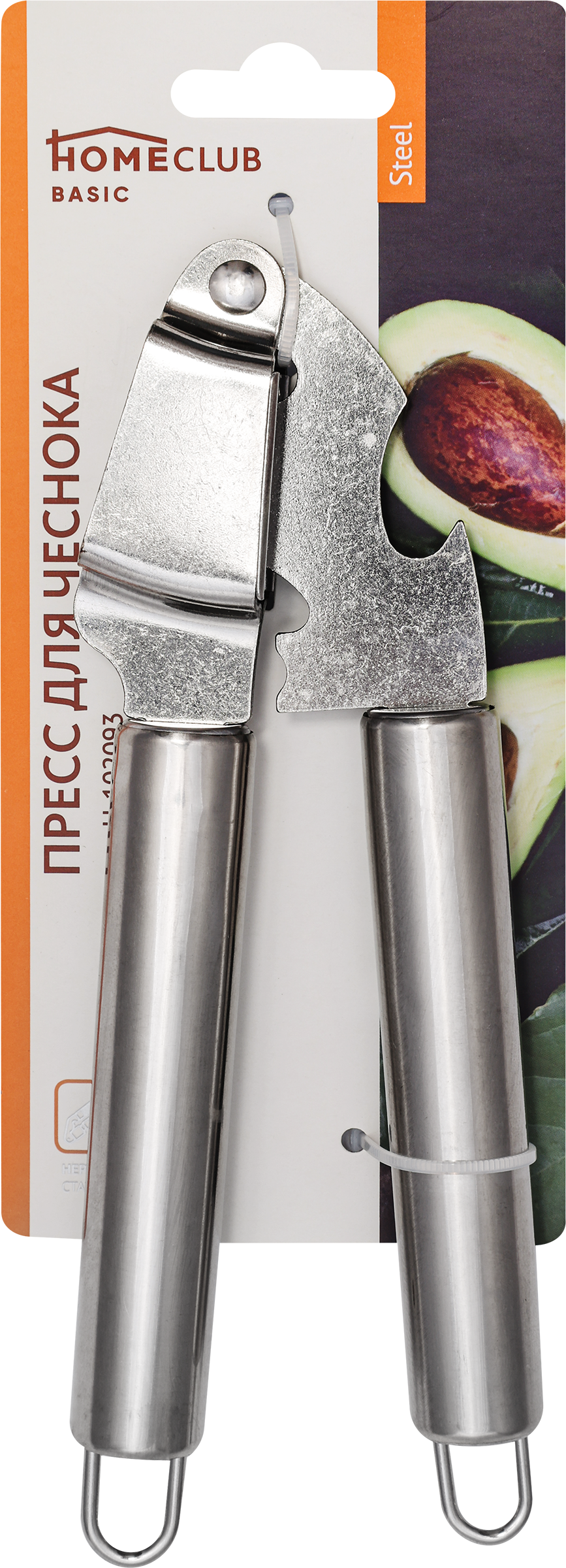 Изображение товара Пресс для чеснока HOMECLUB Steel нержавеющая сталь, 21,5x9,5x3,5 см