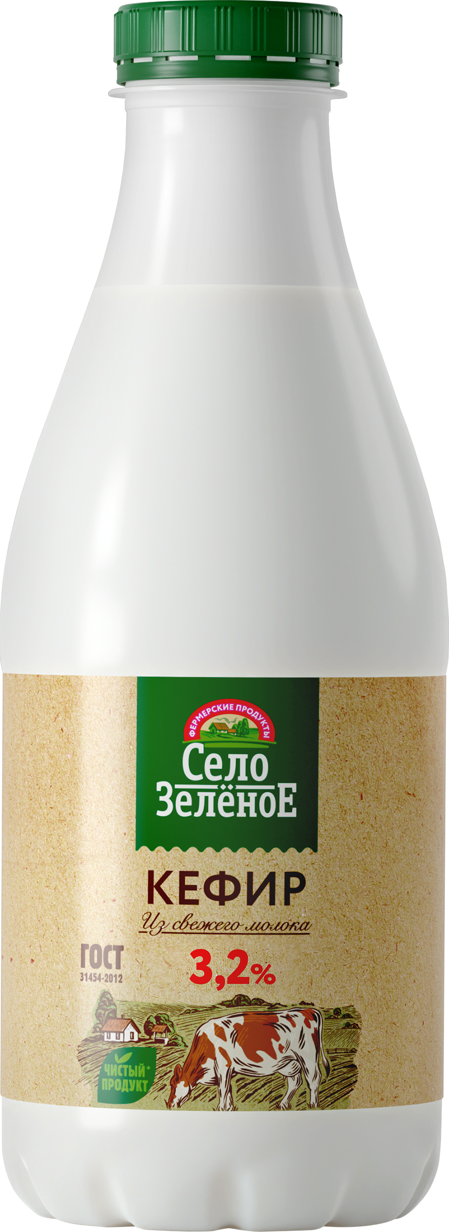 Изображение товара Кефир СЕЛО ЗЕЛЕНОЕ 3,2%, без змж, 930г