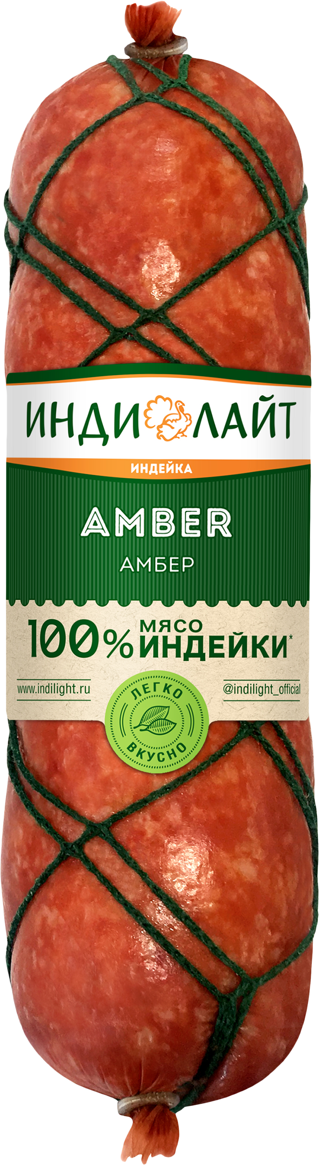 Изображение товара Колбаса копчено-вареная ИНДИЛАЙТ Сервелат Амбер, 400г