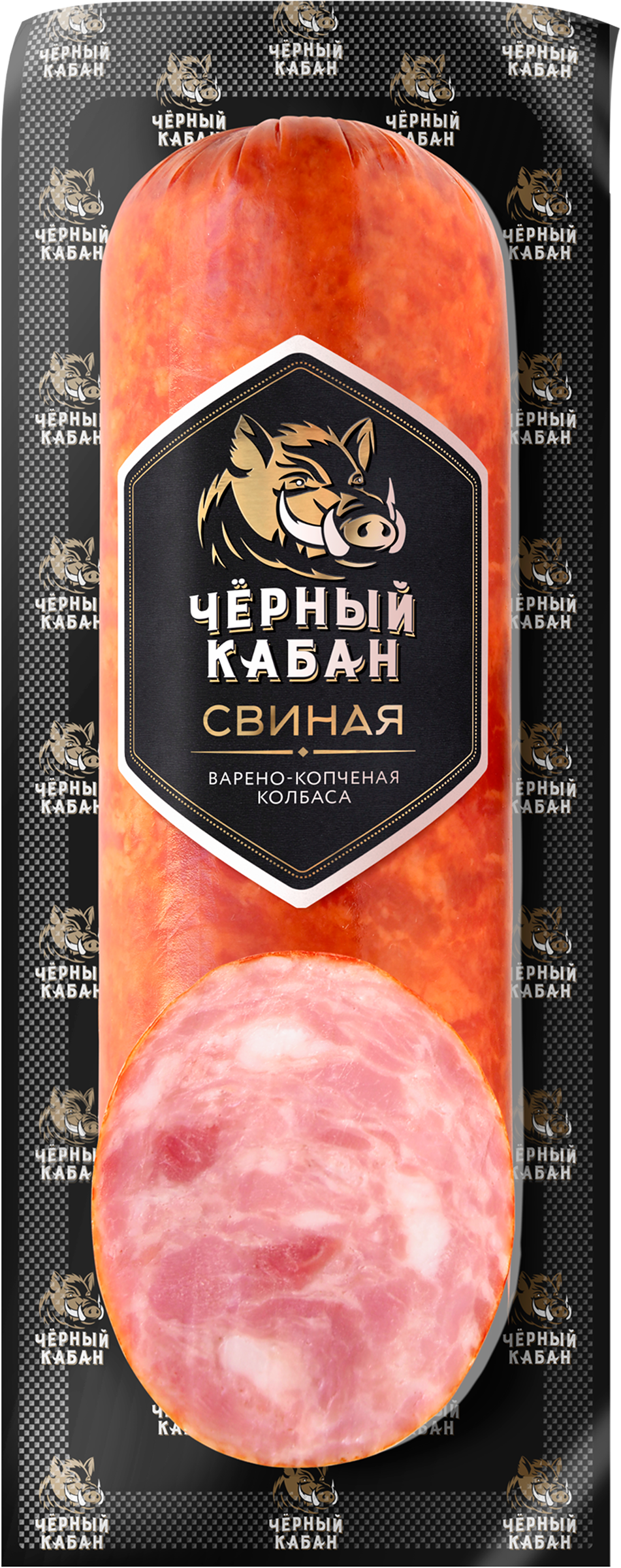 Изображение товара Колбаса копчено-вареная ЧЕРНЫЙ КАБАН Свиная со срезом, 290г