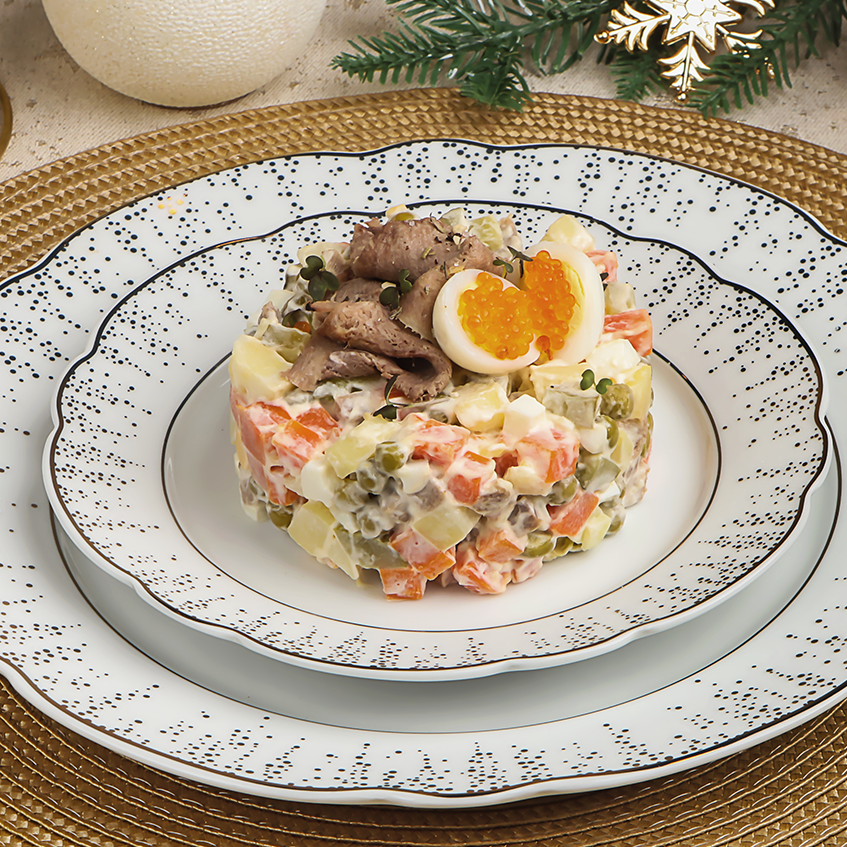 Изображение товара Салат ЛЕНТА FRESH Оливье с говяжьим языком весовой готовый