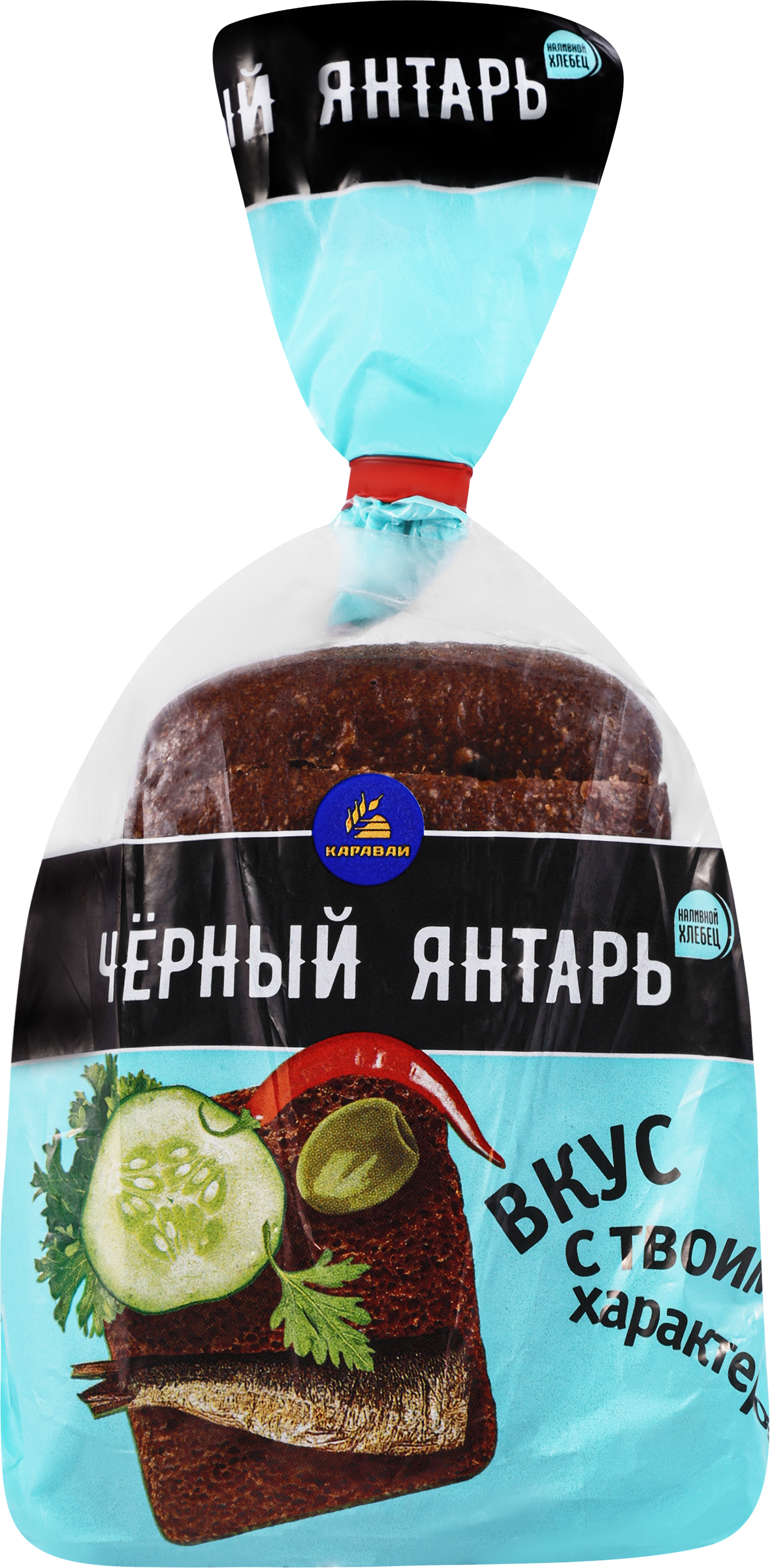Изображение товара Хлебец КАРАВАЙ Черный янтарь, зерно и солод, наливной в нарезке, 300г