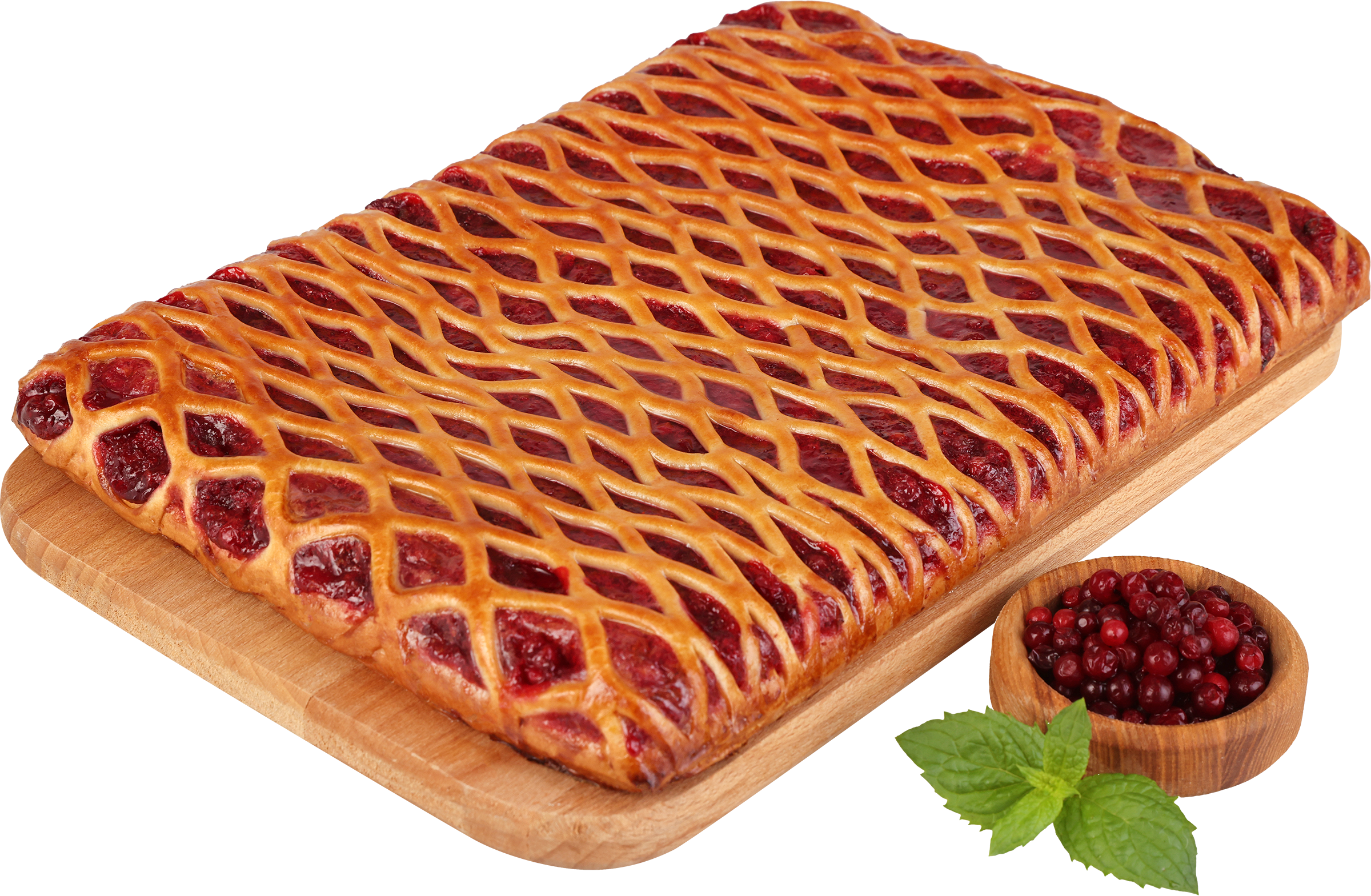 Изображение товара Пирог ЛЕНТА FRESH с брусникой, весовой — дрожжевое тесто, брусника