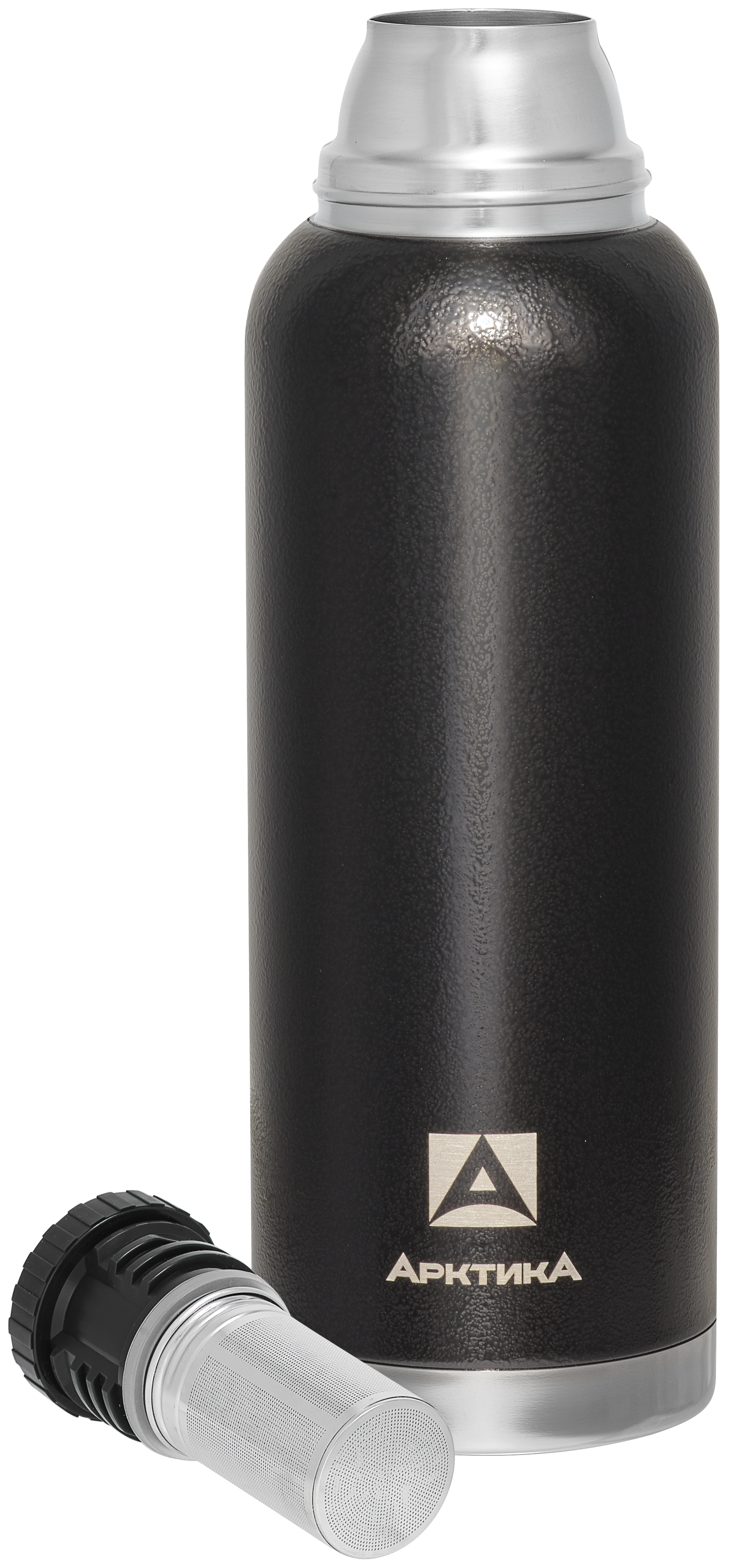 Изображение товара Вакуумный термос для напитков АРКТИКА 1.2л с ситечком черный