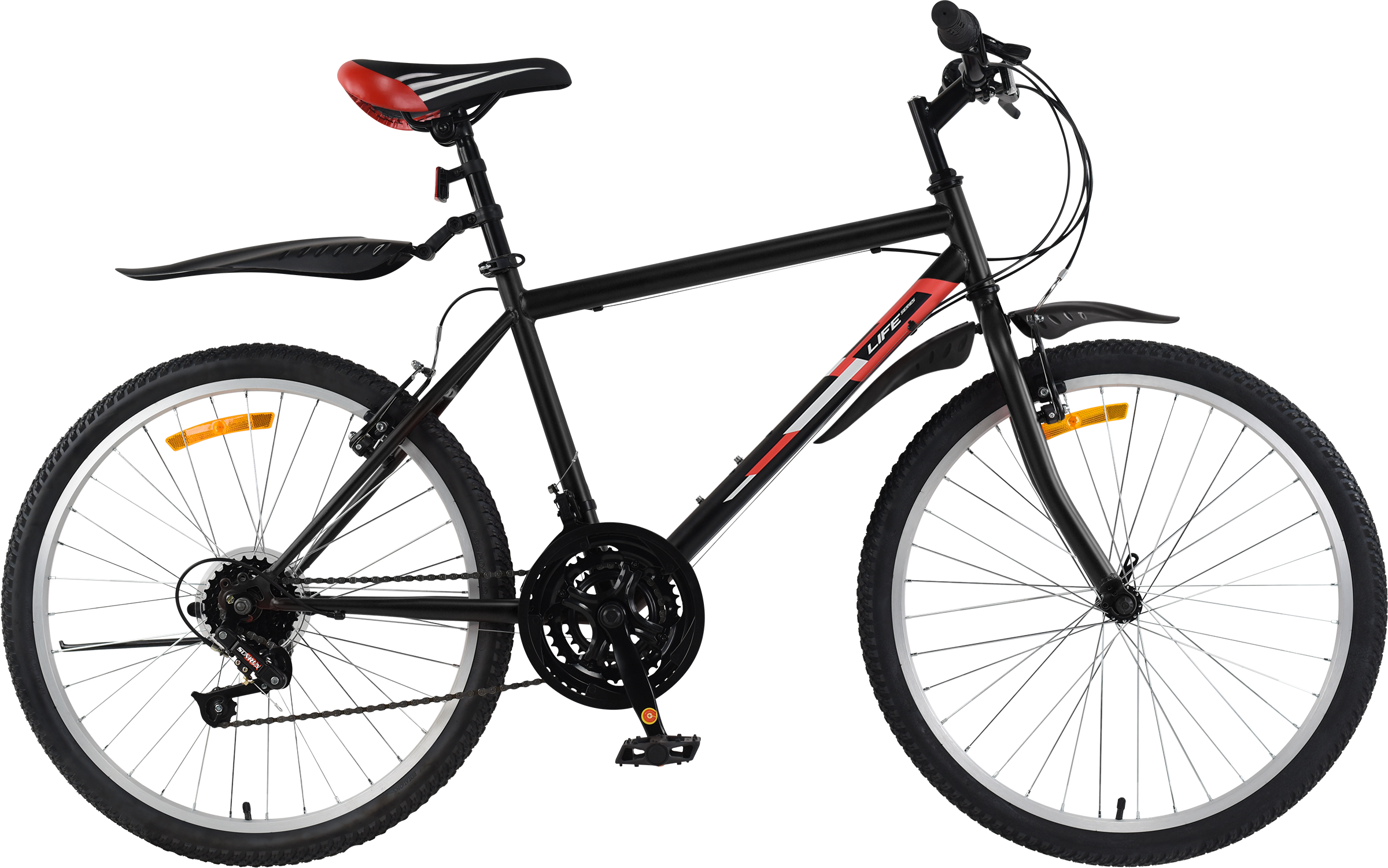 Изображение товара Велосипед Life 26" 18 скоростей, черно-красный, черно-бирюзовый, Арт. 
LFE26ST-M