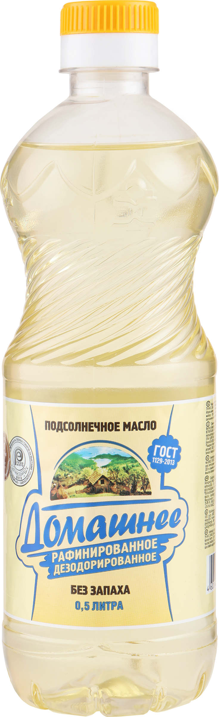 Изображение товара Масло подсолнечное ДОМАШНЕЕ рафинированное дезодорированное, высший сорт, 500мл