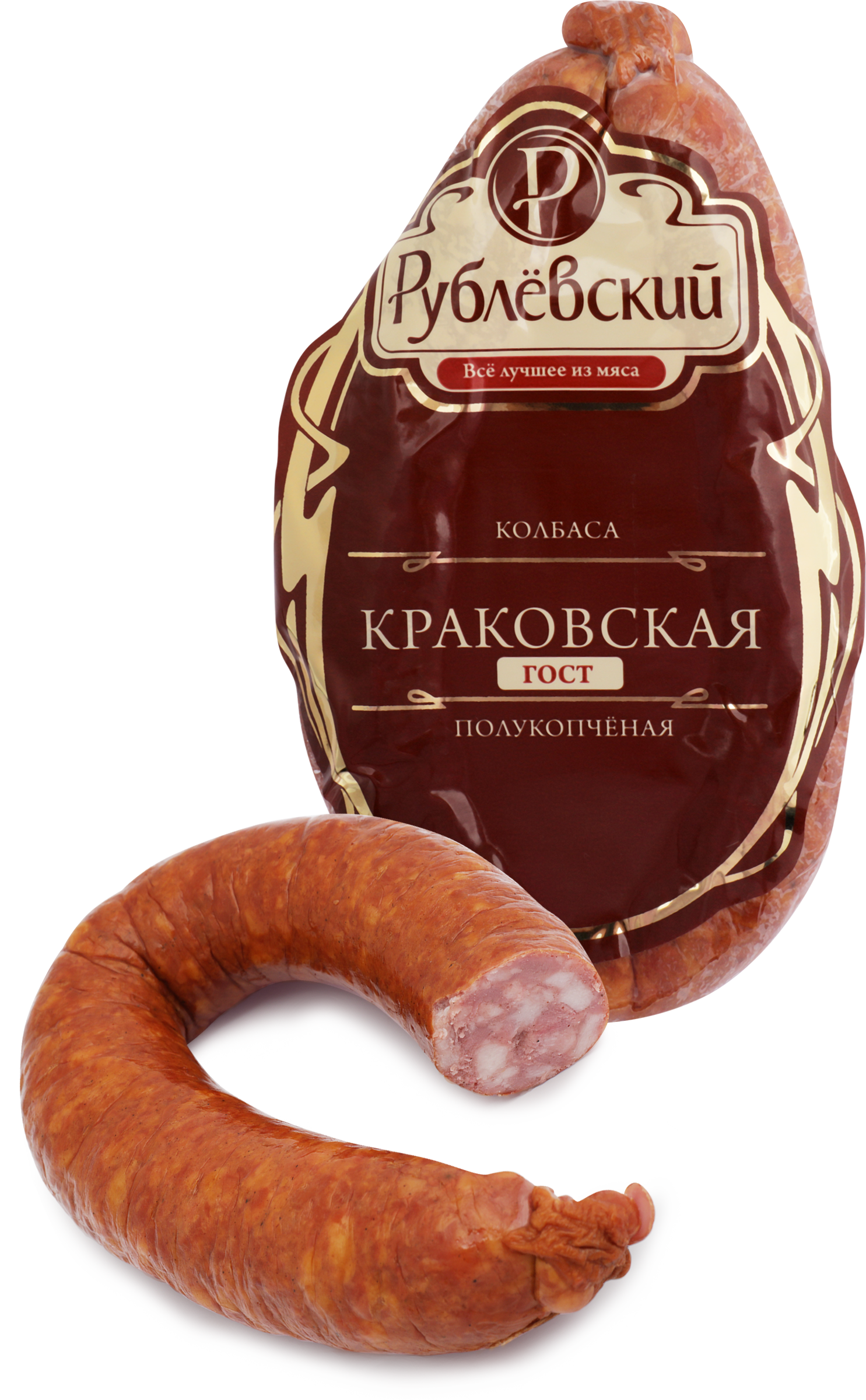 Изображение товара Полукопченая колбаса РУБЛЁВСКИЙ Краковская, высший сорт 350 г