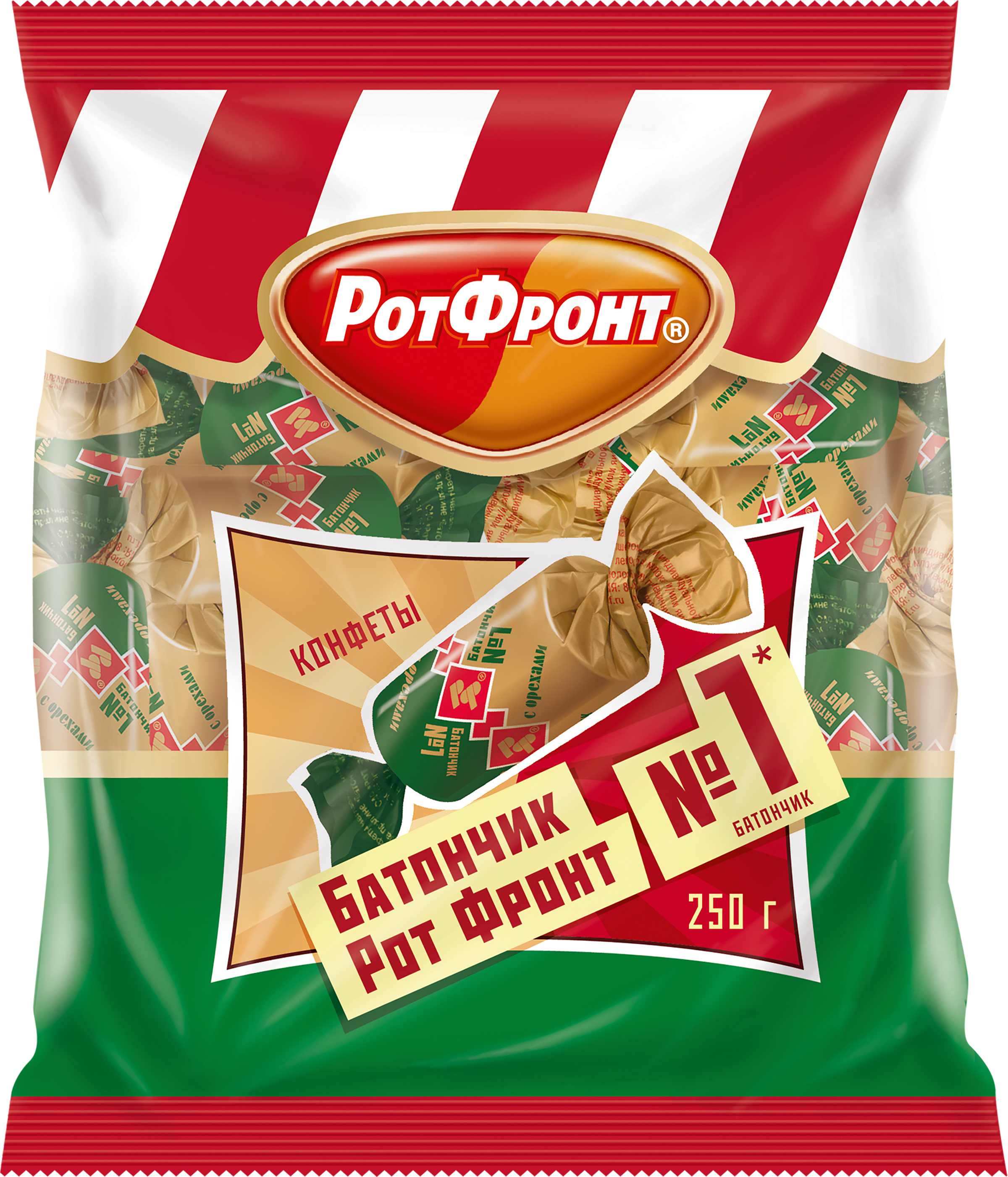 Изображение товара Конфеты РОТ ФРОНТ с орехом, 250г