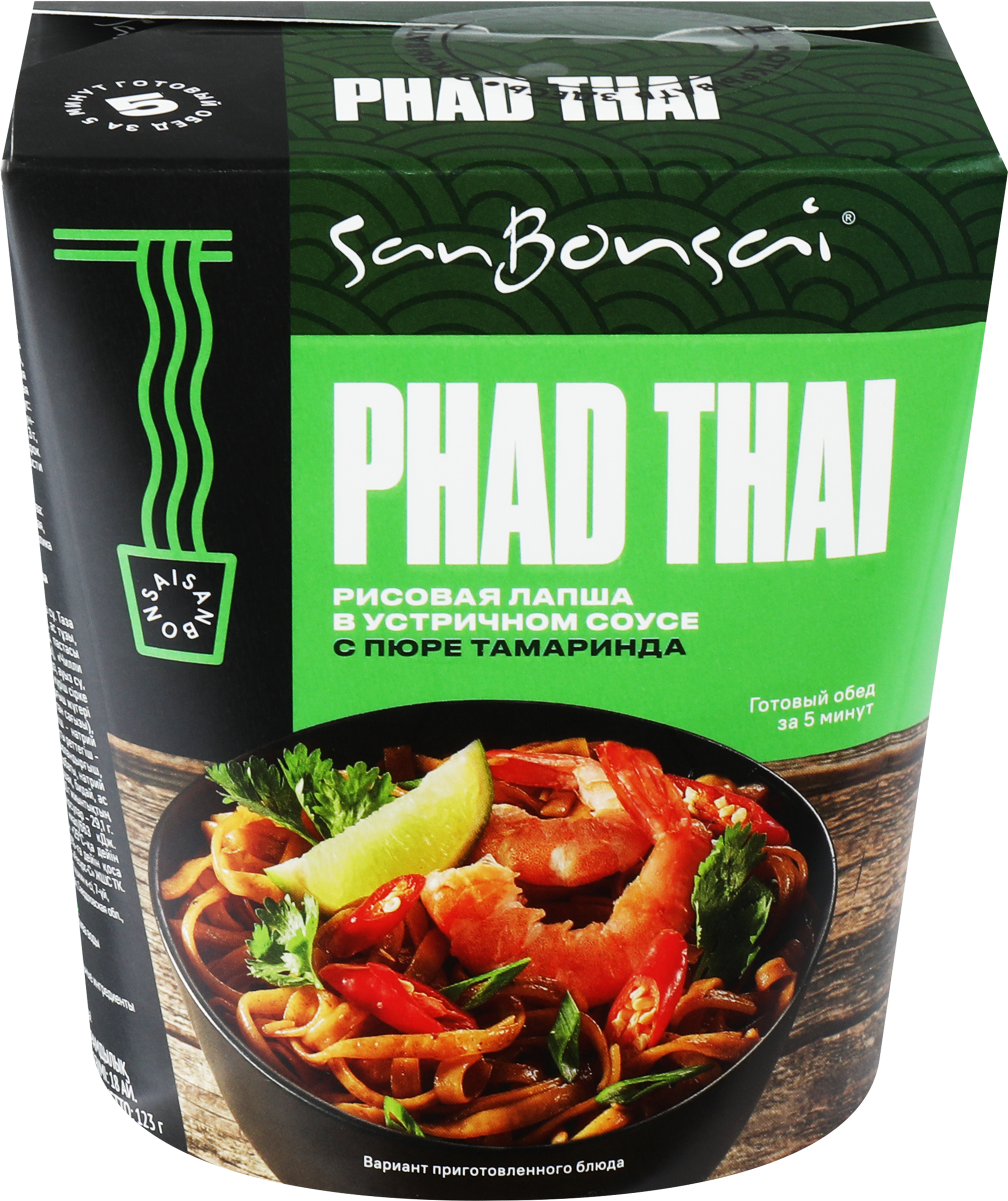 Изображение товара Лапша SANBONSAI Phad Thai в устричном соусе с пюре тамаринда, 123г