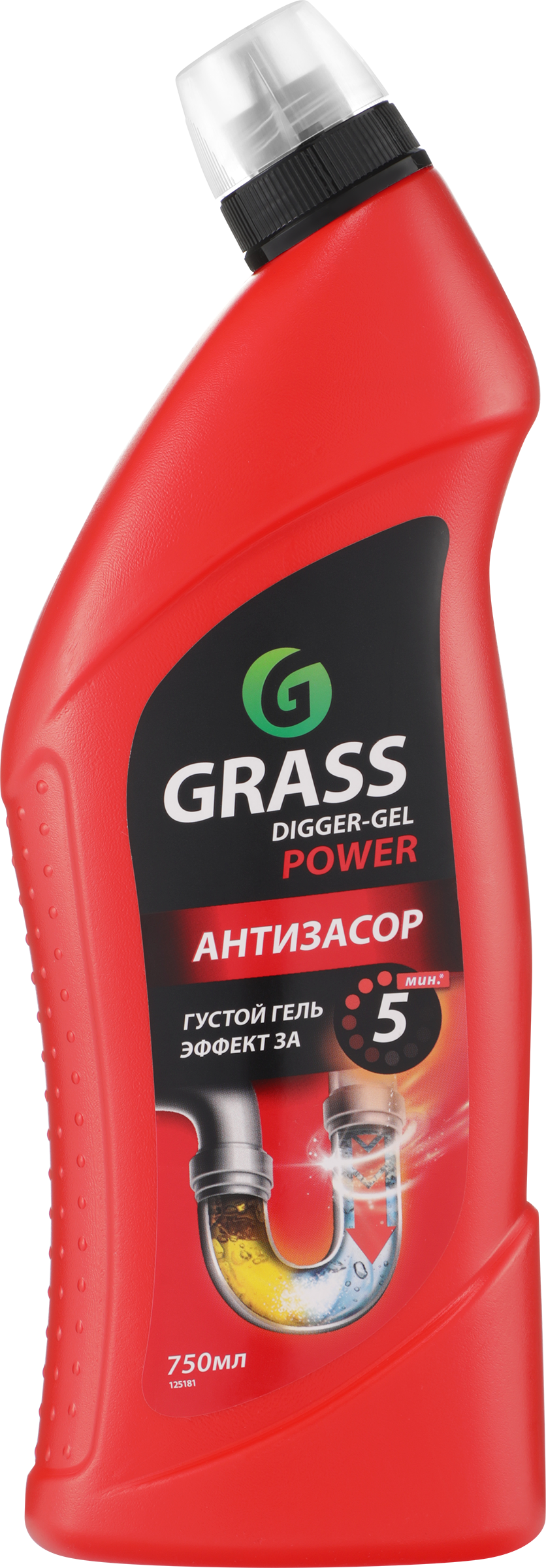 Изображение товара Средство для прочистки канализационных труб GRASS Digger-gel щелочное 750мл