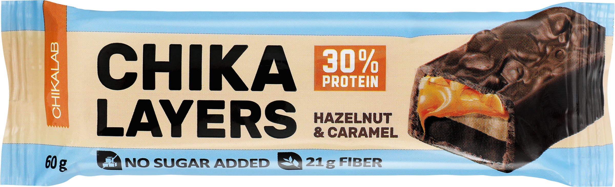 Изображение товара Батончик протеиновый CHIKALAB Chika Layers Лесной орех с карамелью, глазированный, 60г