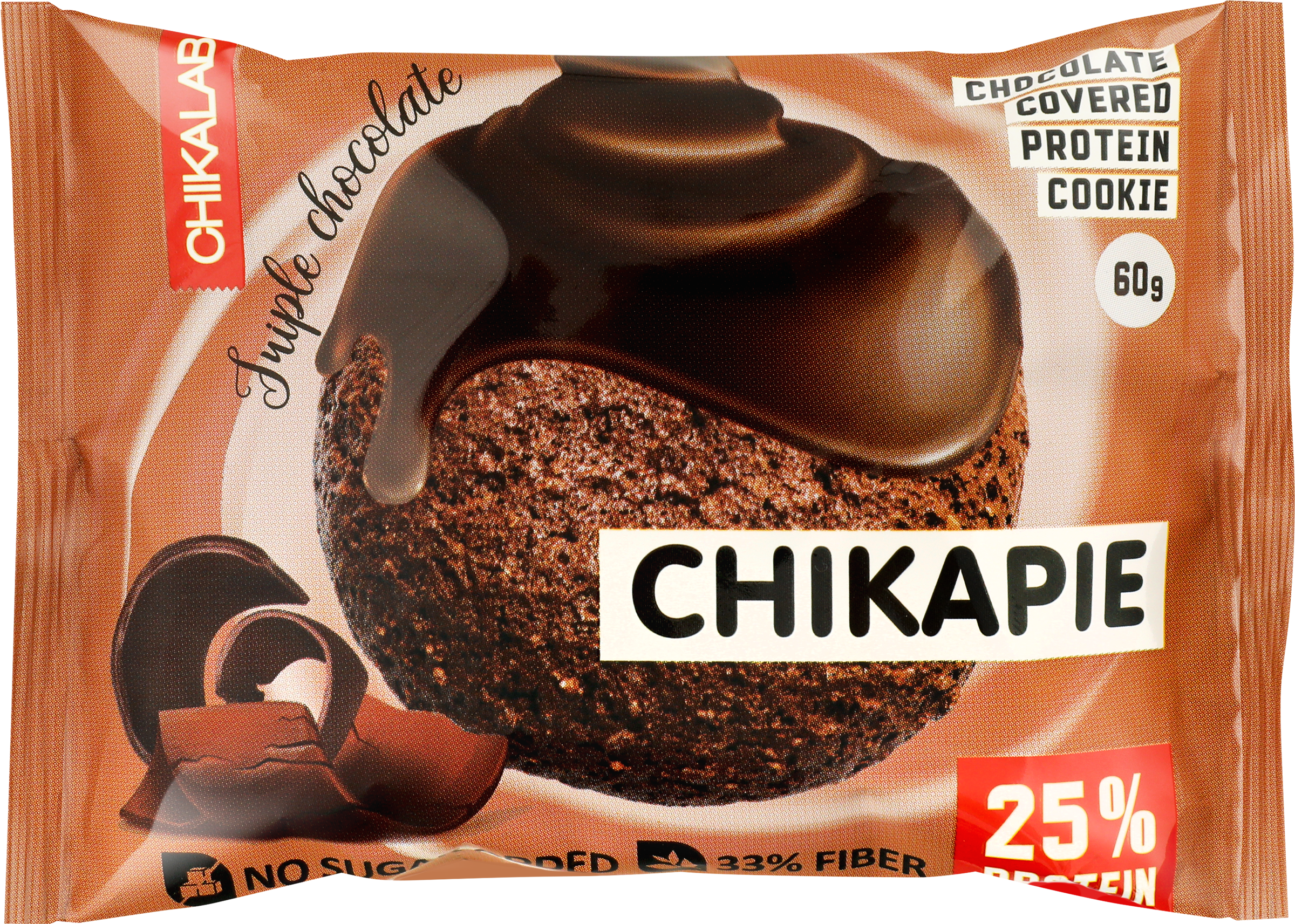 Изображение товара Протеиновое глазированное печенье CHIKALAB с тройным шоколадом 60г