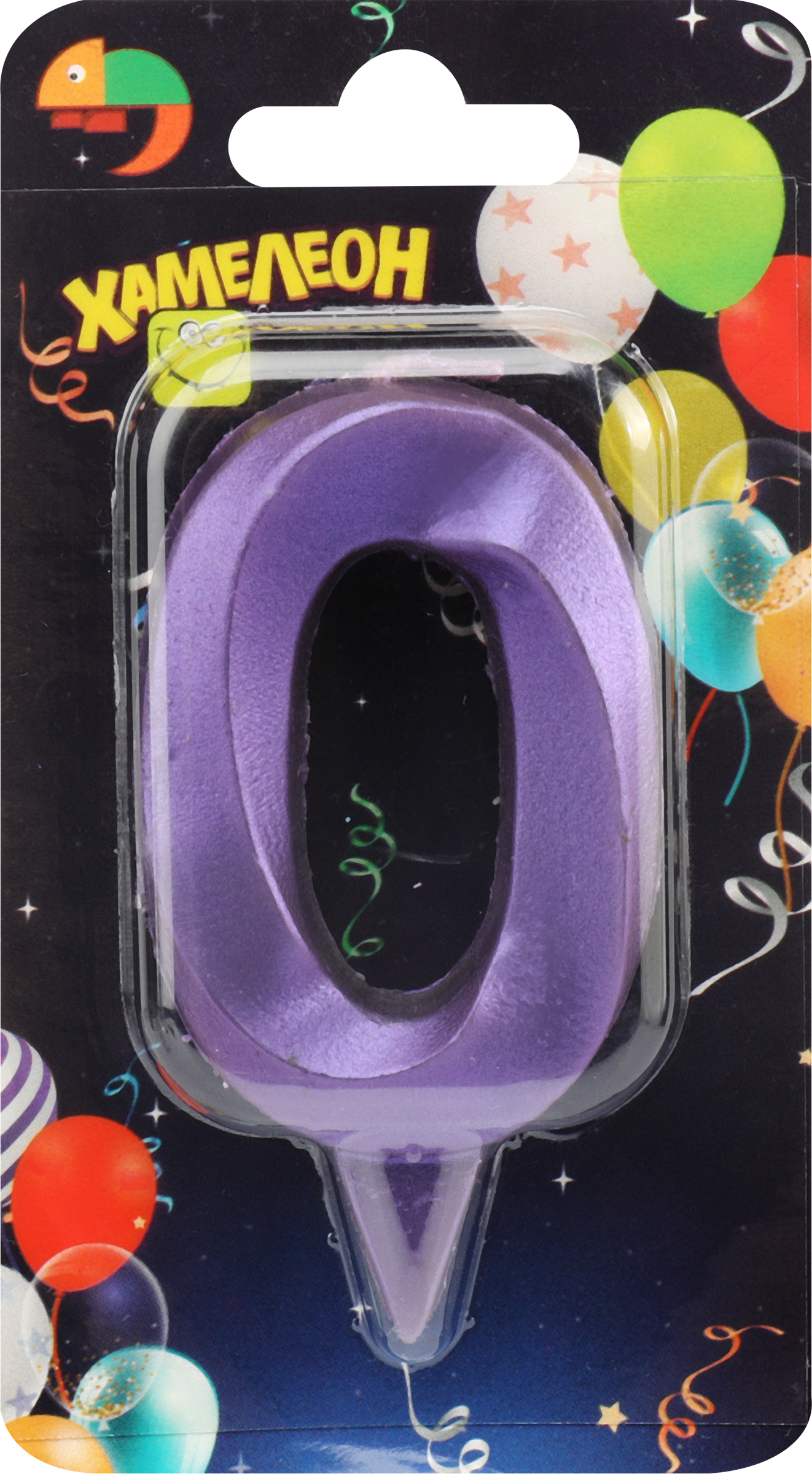 Изображение товара Свеча ХАМЕЛЕОН Цифра 0 Грань, в ассортименте