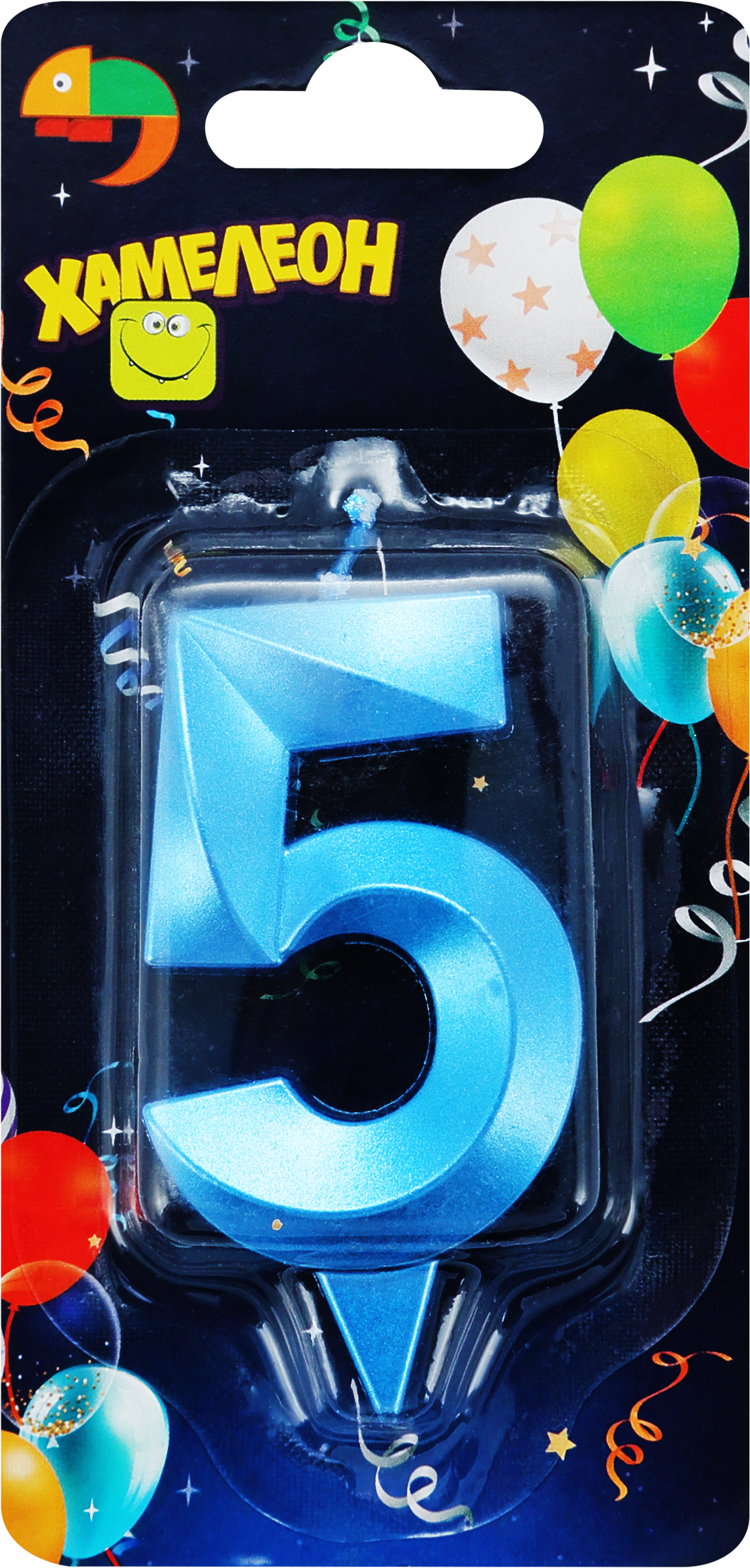 Изображение товара Свеча ХАМЕЛЕОН Цифра 5 Грань, в ассортименте