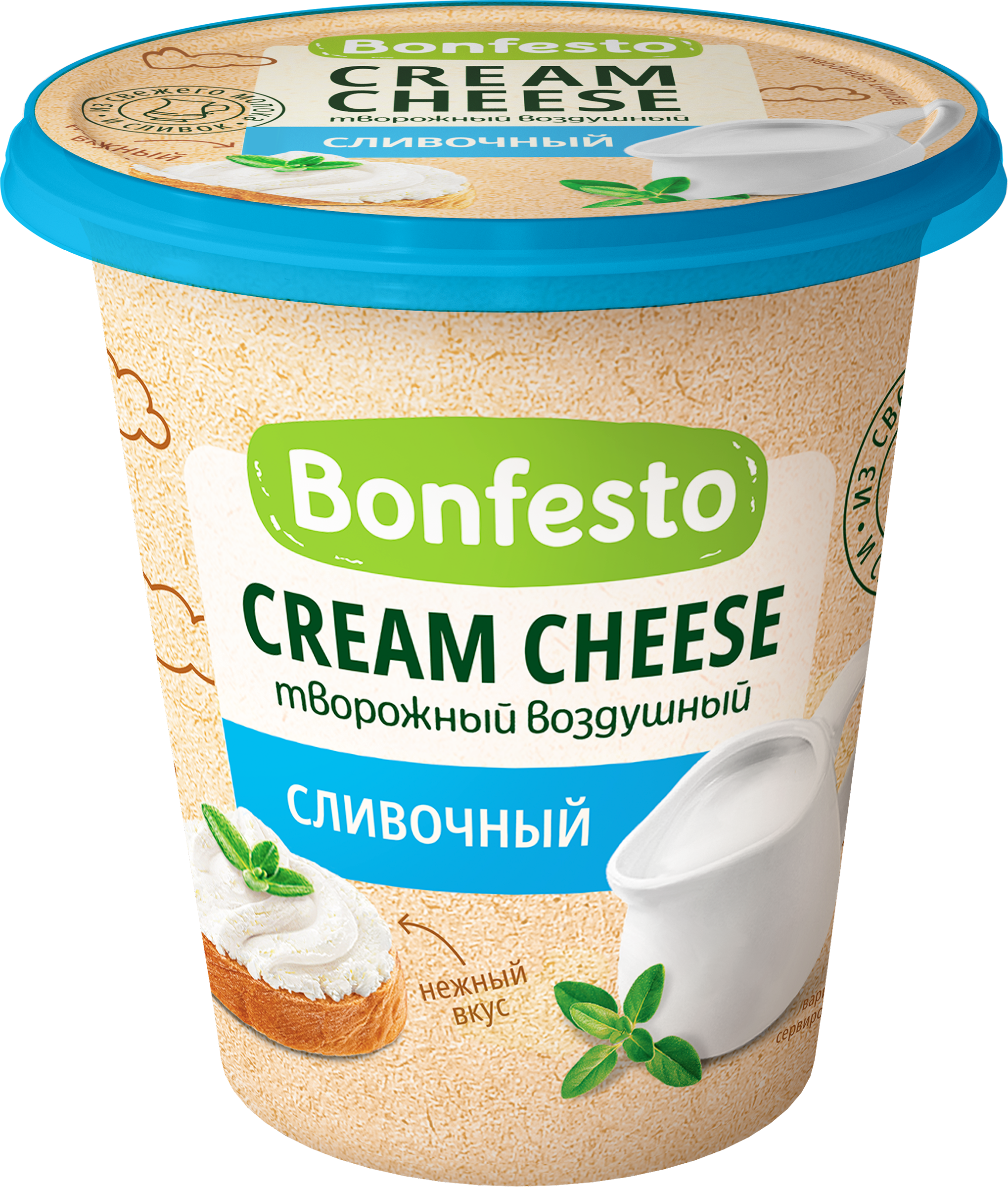 Изображение товара Сыр творожный BONFESTO Воздушный Кремчиз Сливочный 65%, без змж, 125г