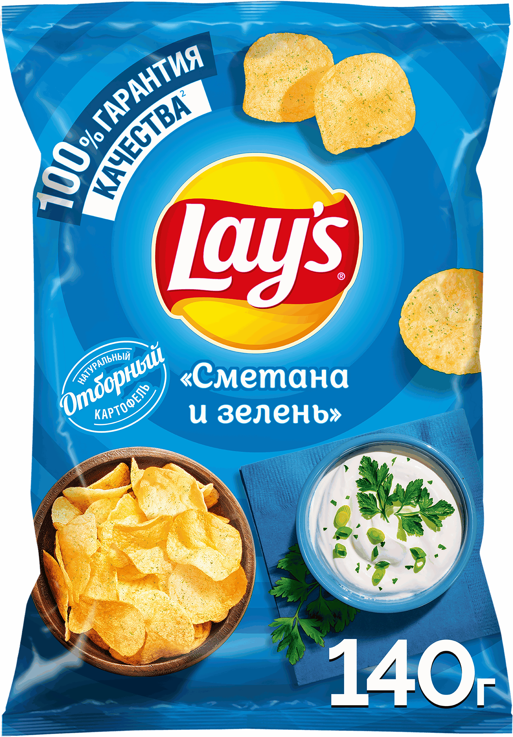 Изображение товара Чипсы картофельные LAY'S Сметана и зелень, 140г