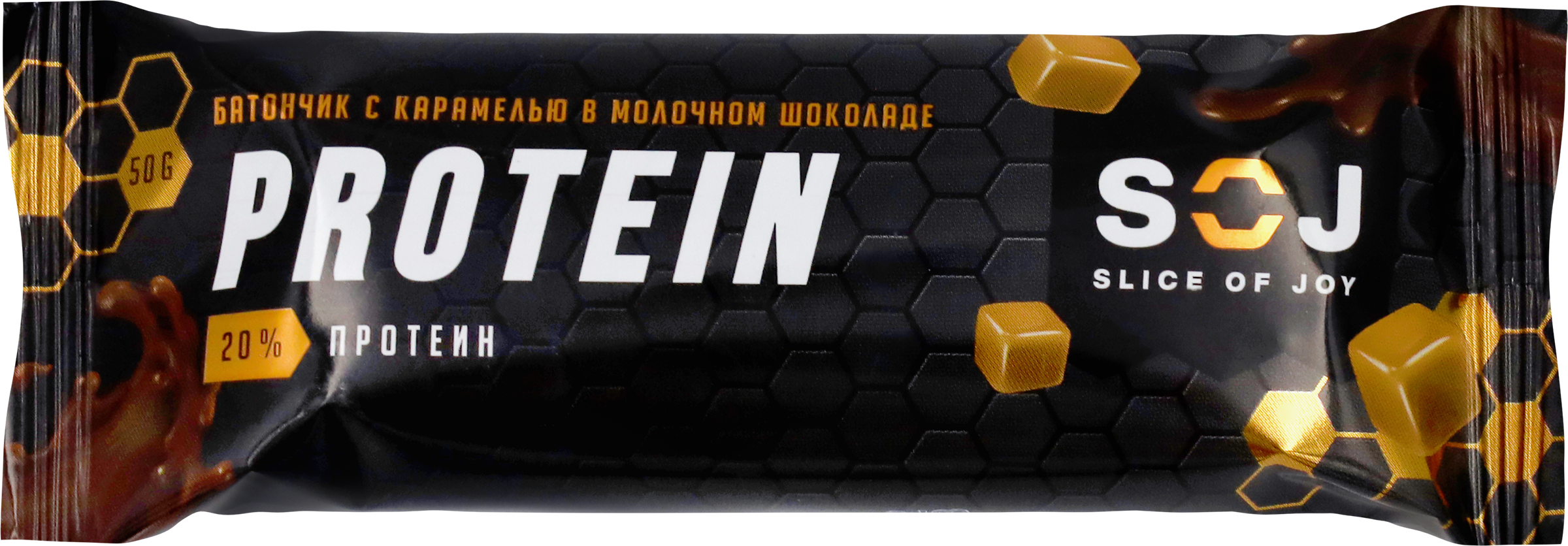 Изображение товара Батончик протеиновый SOJ Protein с соленой карамелью, в молочном шоколаде, 50г