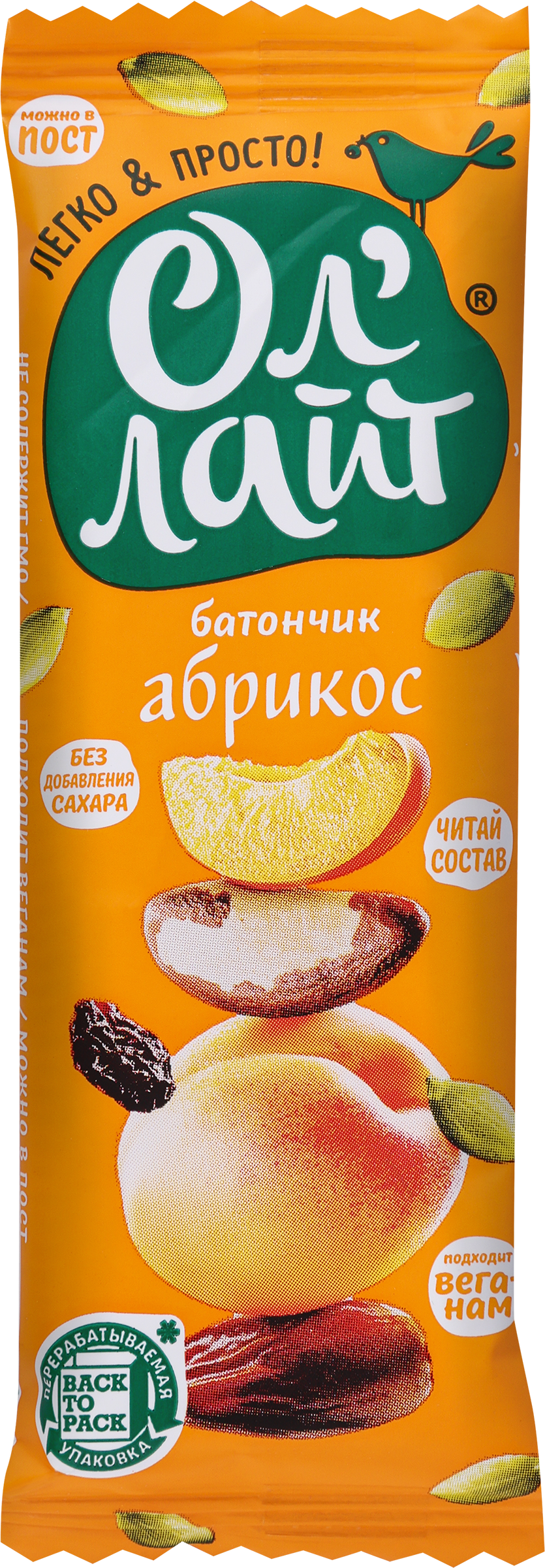 Изображение товара Батончик фруктово-ореховый ОЛ'ЛАЙТ Абрикосовый, 30г