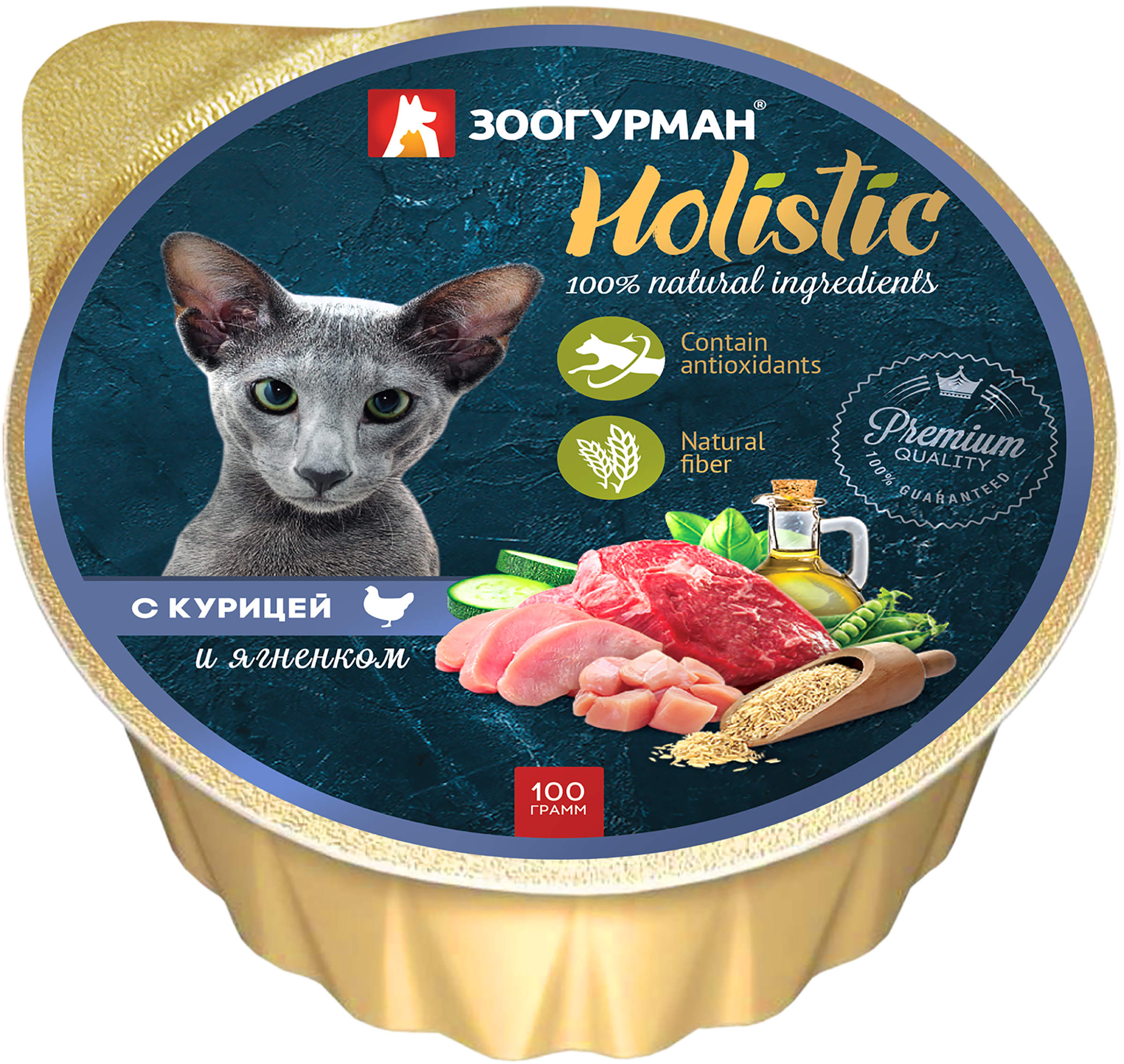 Изображение товара Консервированный корм для кошек ЗООГУРМАН Holistic 100г с курицей и ягненком