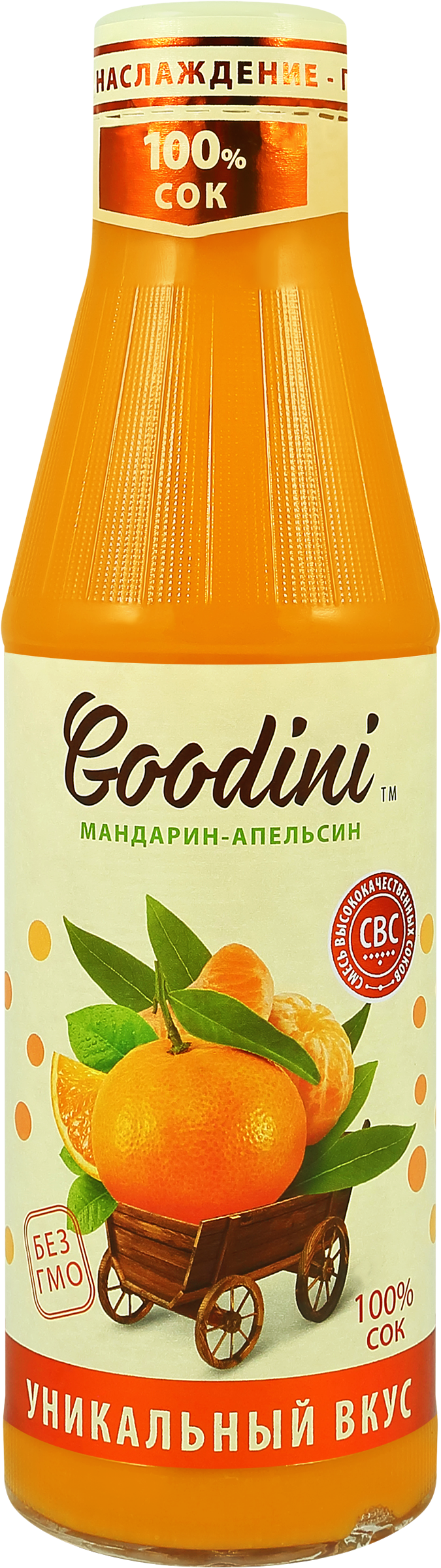 Изображение товара Сок GOODINI Мандарин апельсин с мякотью 0.75л