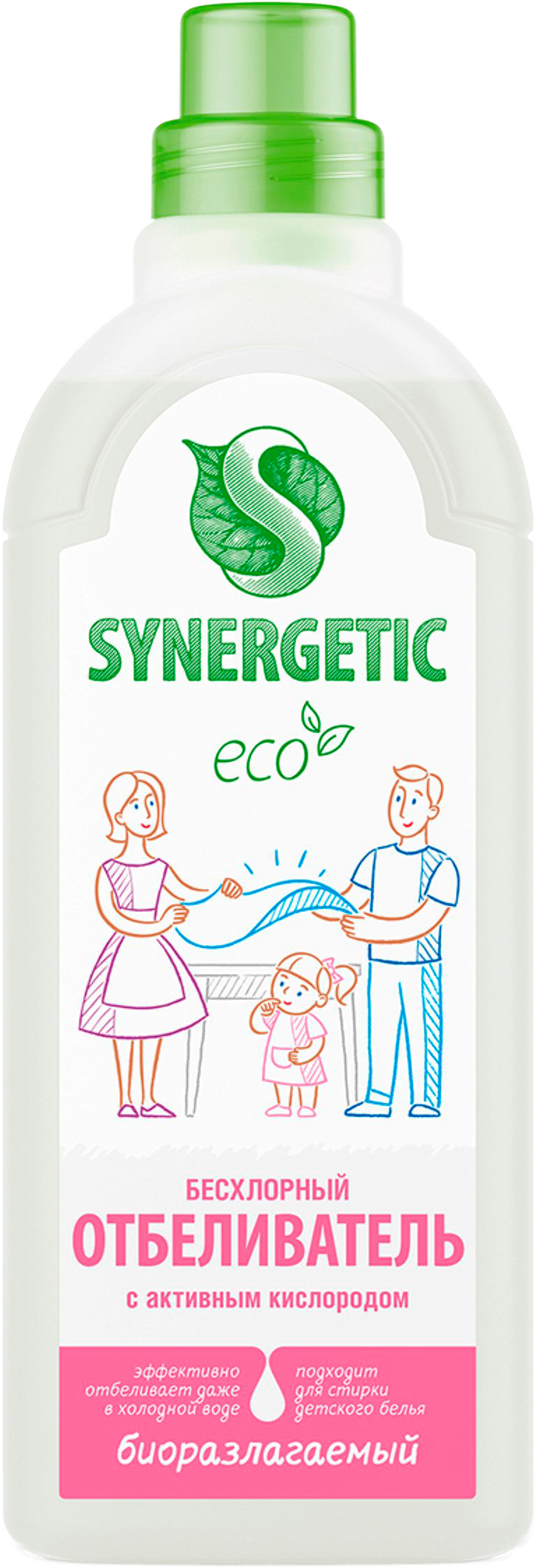 Изображение товара Отбеливатель SYNERGETIC с активным кислородом без хлора 1л для деликатной и детской одежды