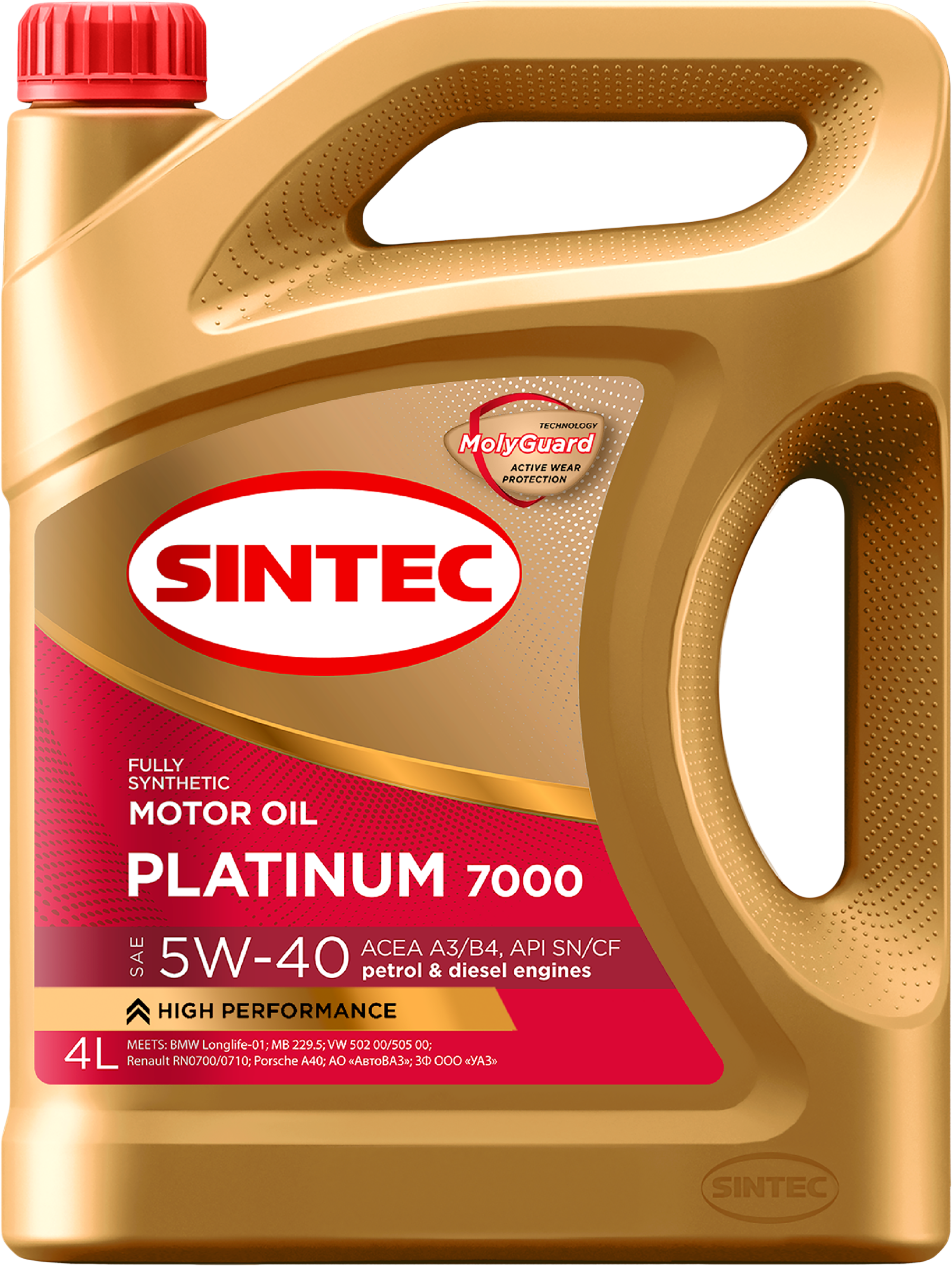 Изображение товара Моторное синтетическое масло SINTEC Platinum 7000 5W-40 для современных двигателей 4л