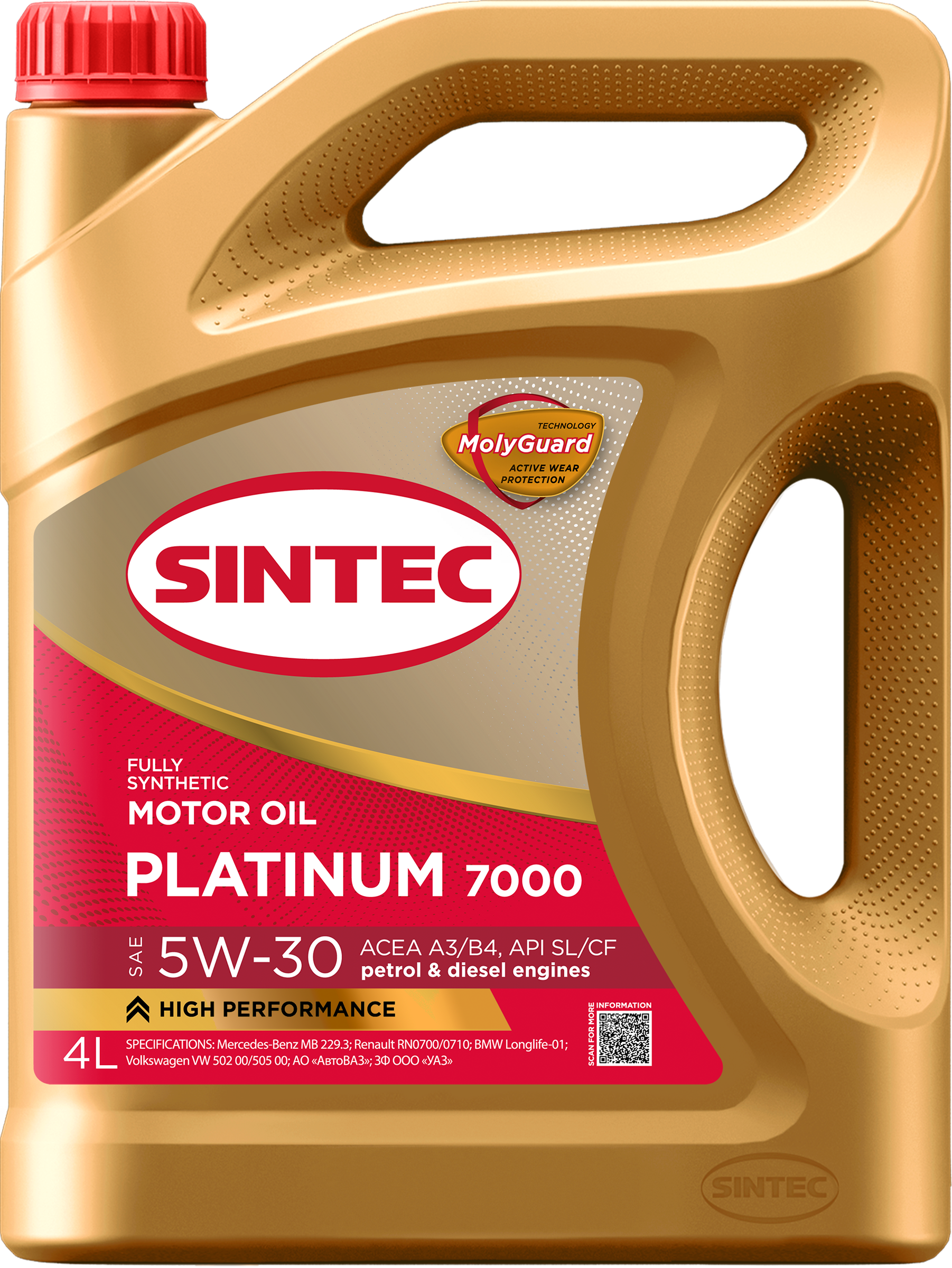 Изображение товара Масло моторное SINTEC Platinum 7000 5W-30 A3/B4 синтетическое 4л