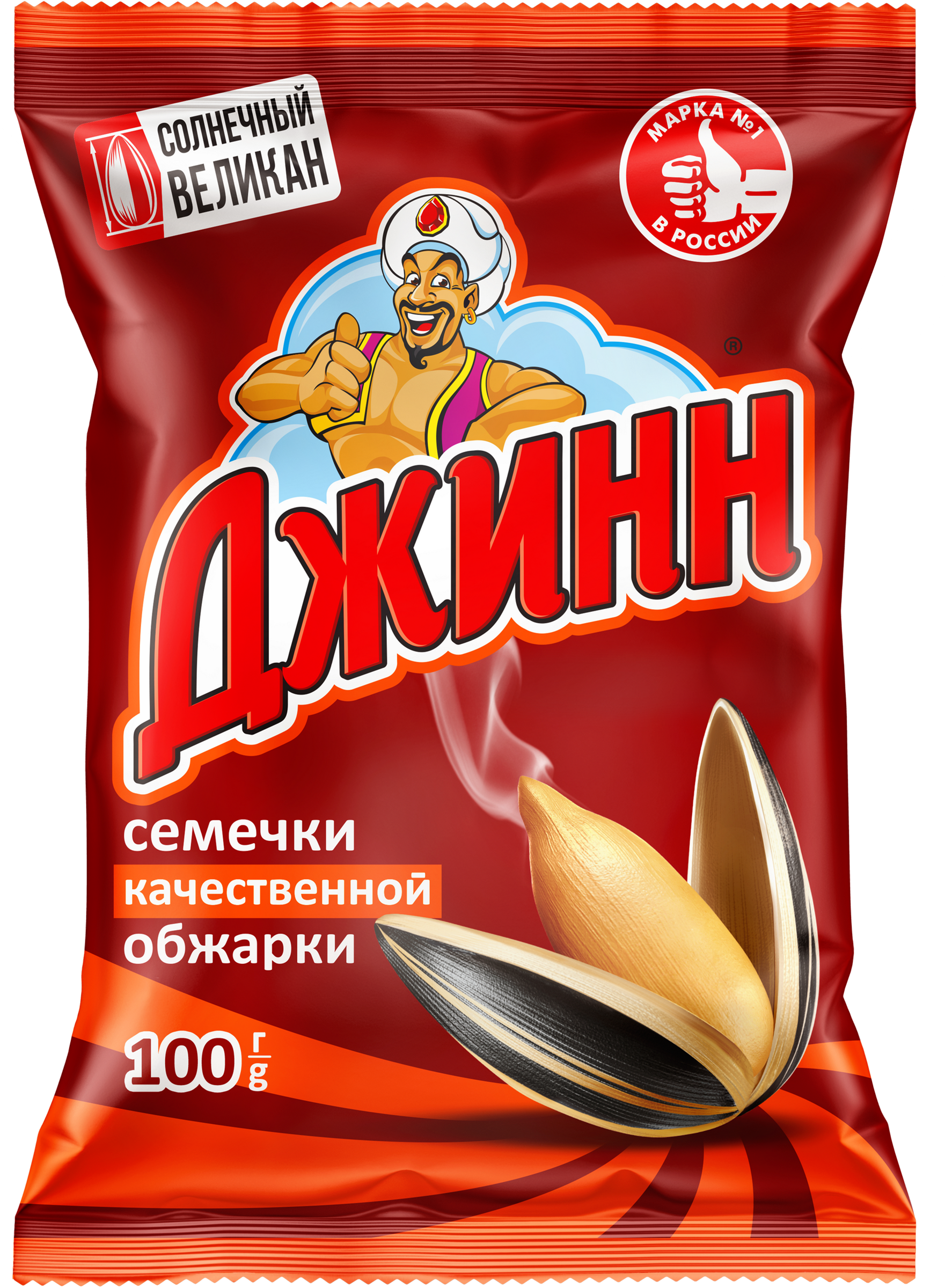 Изображение товара Семечки подсолнечные ДЖИНН Солнечный великан, обжаренные, 100г