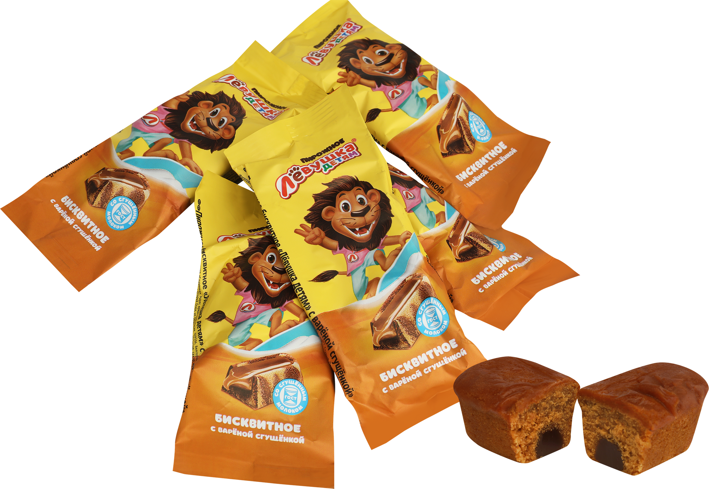 Изображение товара Пирожное бисквитное СЛАВЯНКА Левушка детям с вареной сгущенкой, весовые